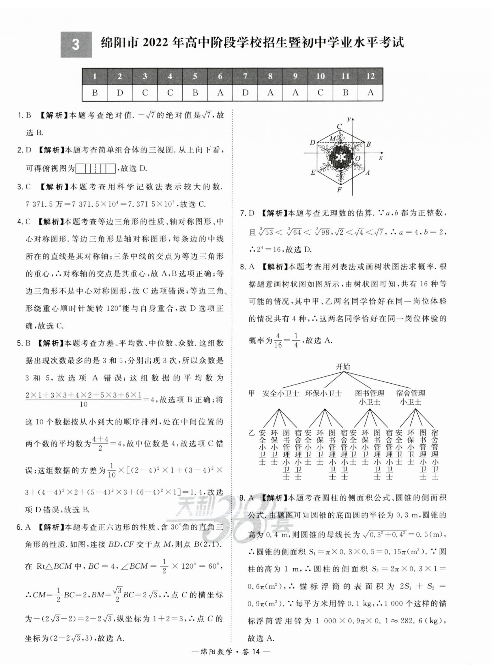 2023年天利38套中考試題精選數學綿陽專版 第14頁