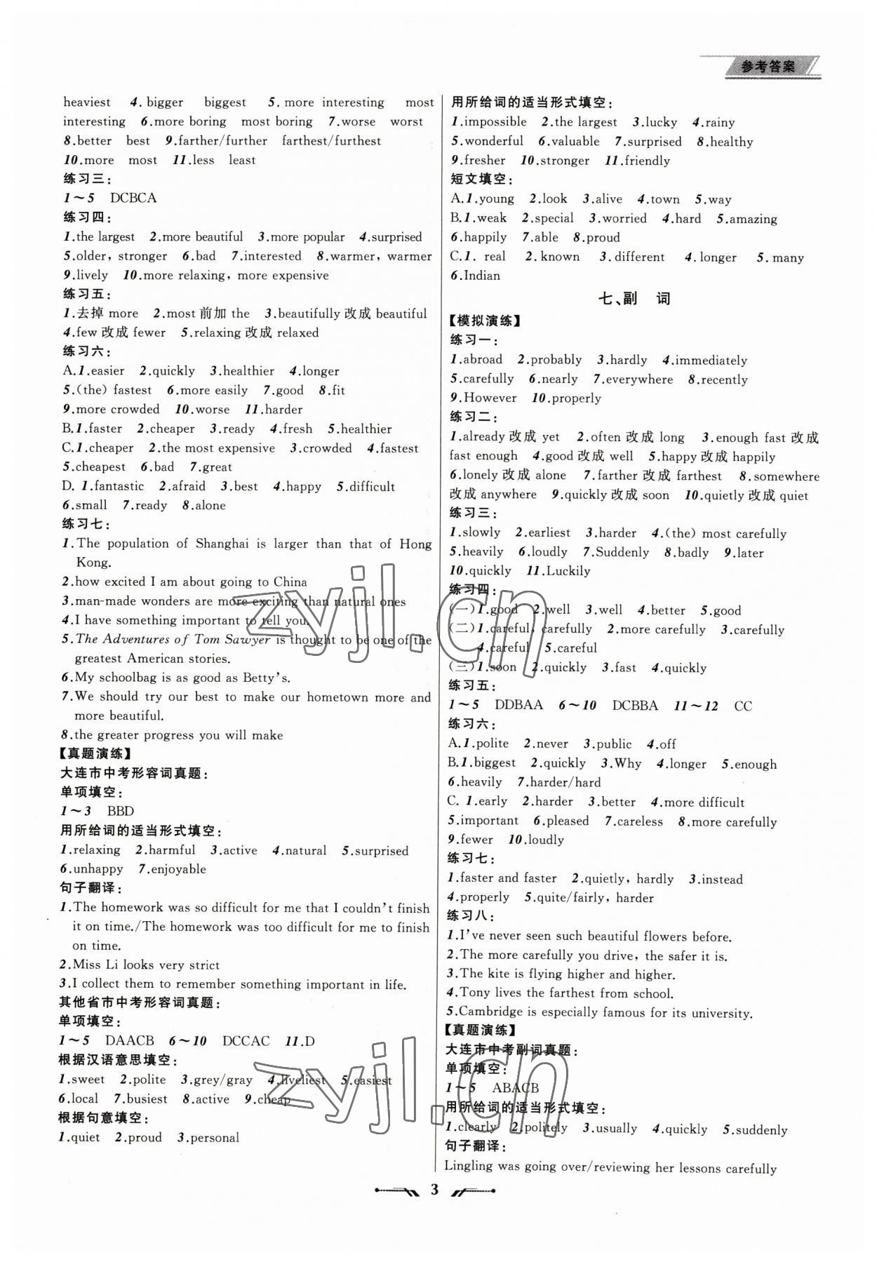 2023年中考全程復(fù)習(xí)訓(xùn)練英語大連專版 第3頁