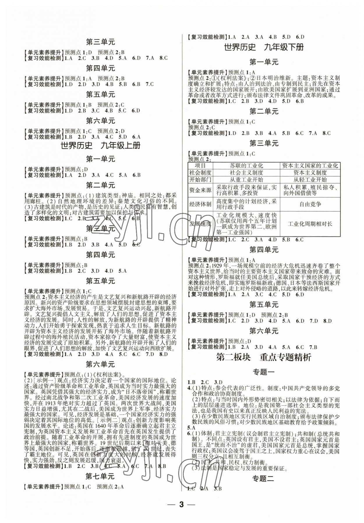 2023年中考复习指历史福建专版 参考答案第2页