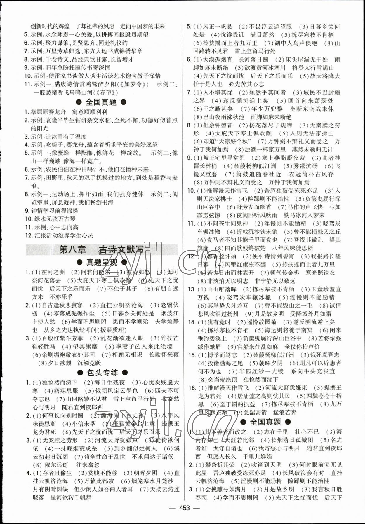 2023年直擊中考初中全能優(yōu)化復習語文中考包頭專版 參考答案第10頁