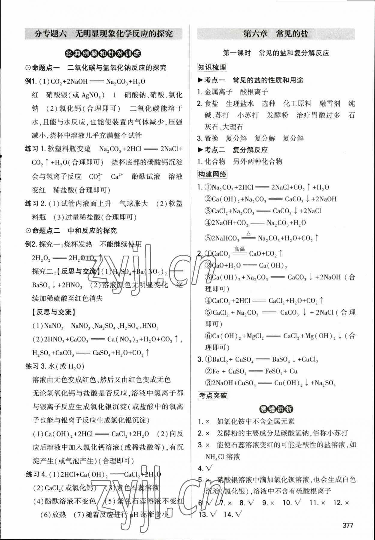 2023年直擊中考初中全能優(yōu)化復(fù)習(xí)化學(xué)中考包頭專版 參考答案第12頁(yè)