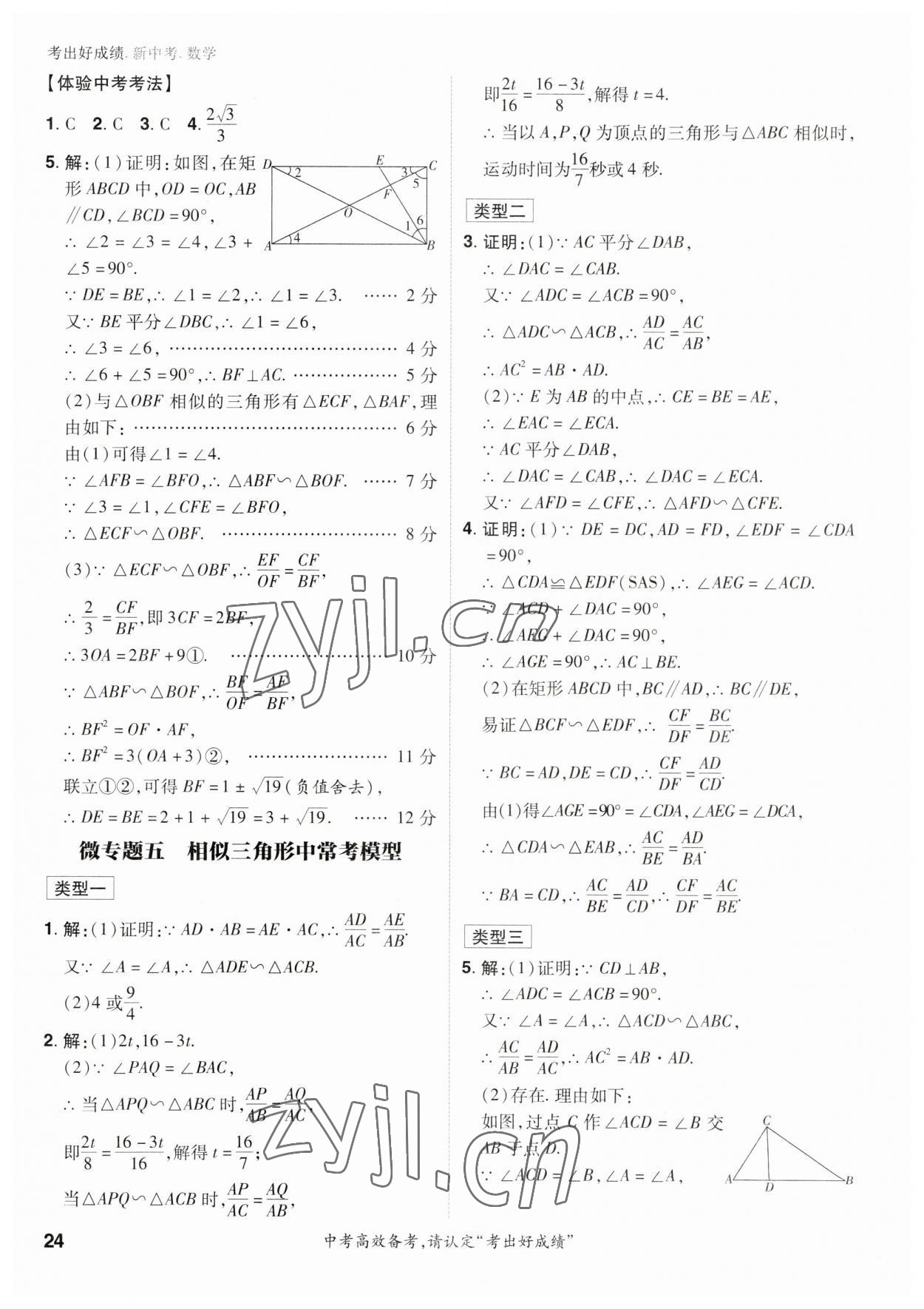 2023年考出好成绩中考总复习数学 参考答案第23页