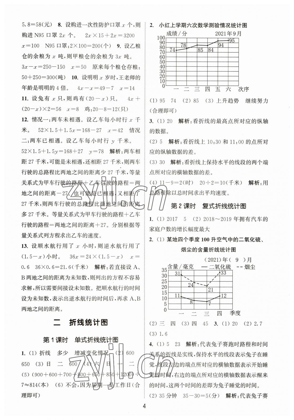 2023年通城学典课时作业本五年级数学下册苏教版 参考答案第4页