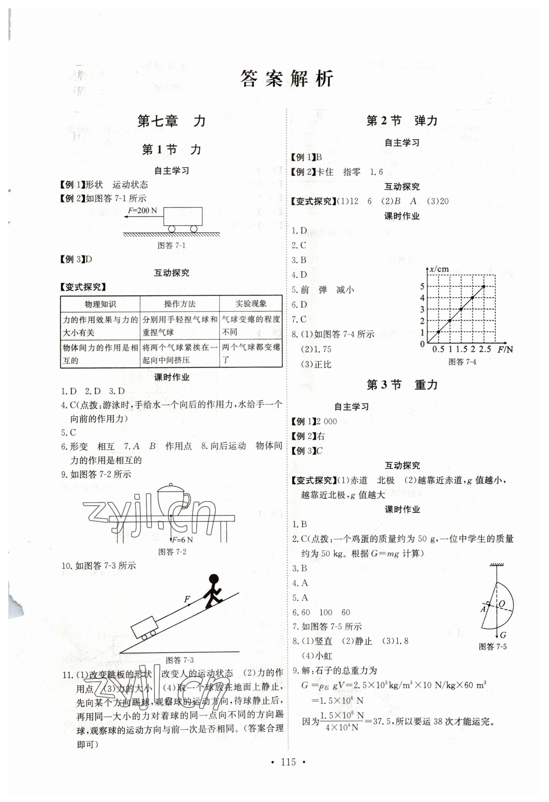 2023年長(zhǎng)江全能學(xué)案同步練習(xí)冊(cè)八年級(jí)物理下冊(cè)人教版 參考答案第1頁(yè)