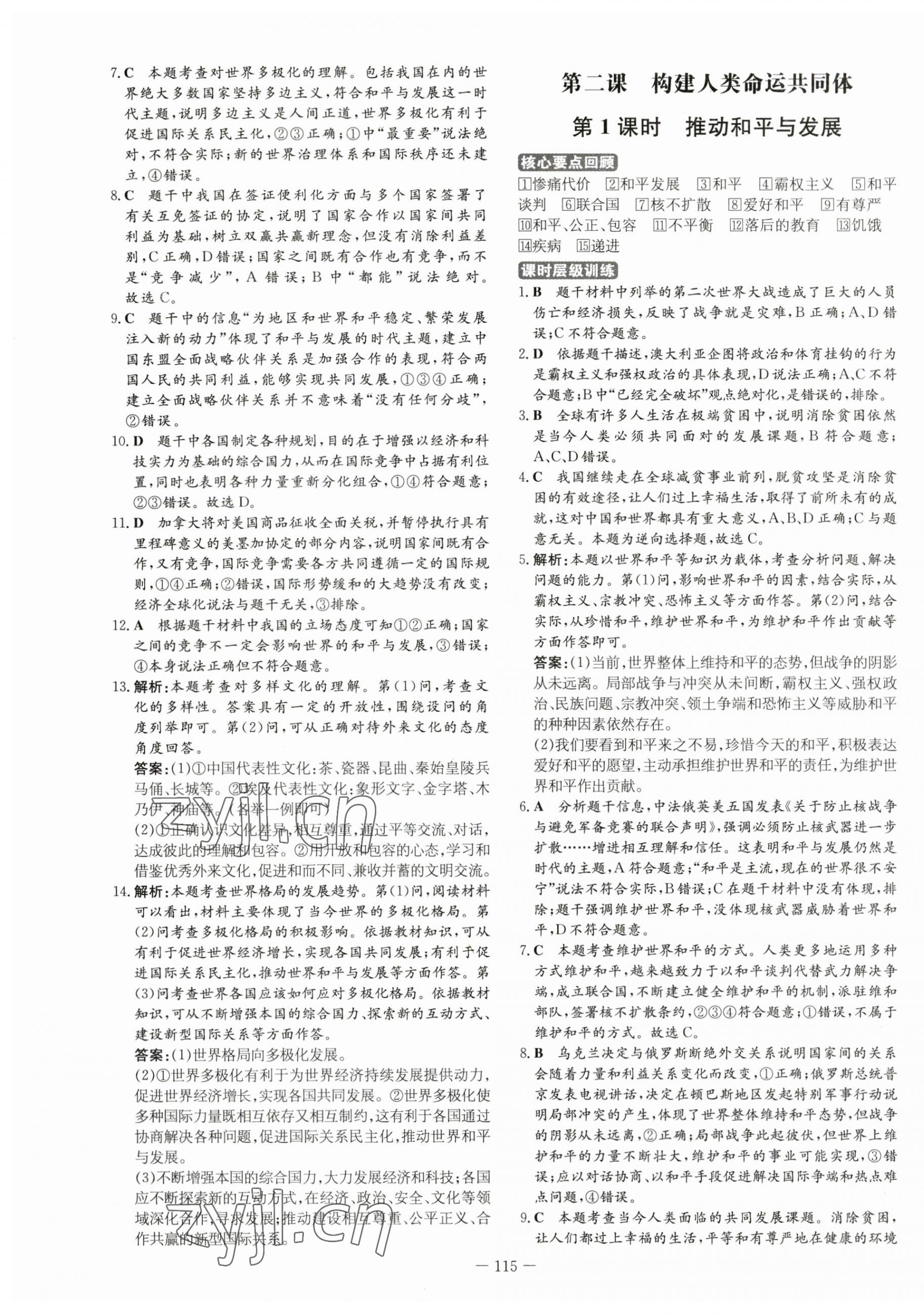 2023年練案九年級道德與法治下冊人教版 第3頁