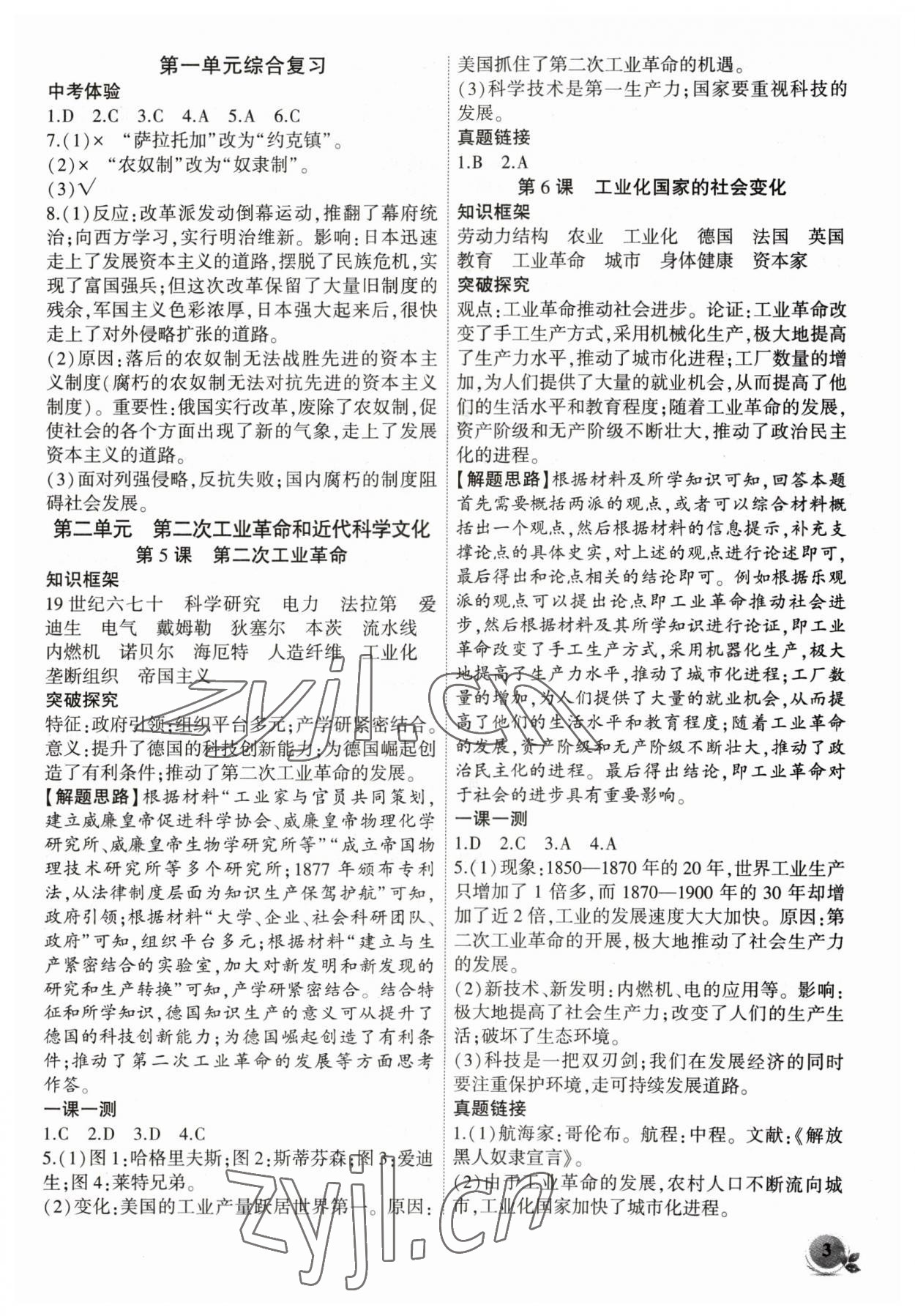 2023年創(chuàng)新課堂創(chuàng)新作業(yè)本九年級歷史下冊人教版 第3頁