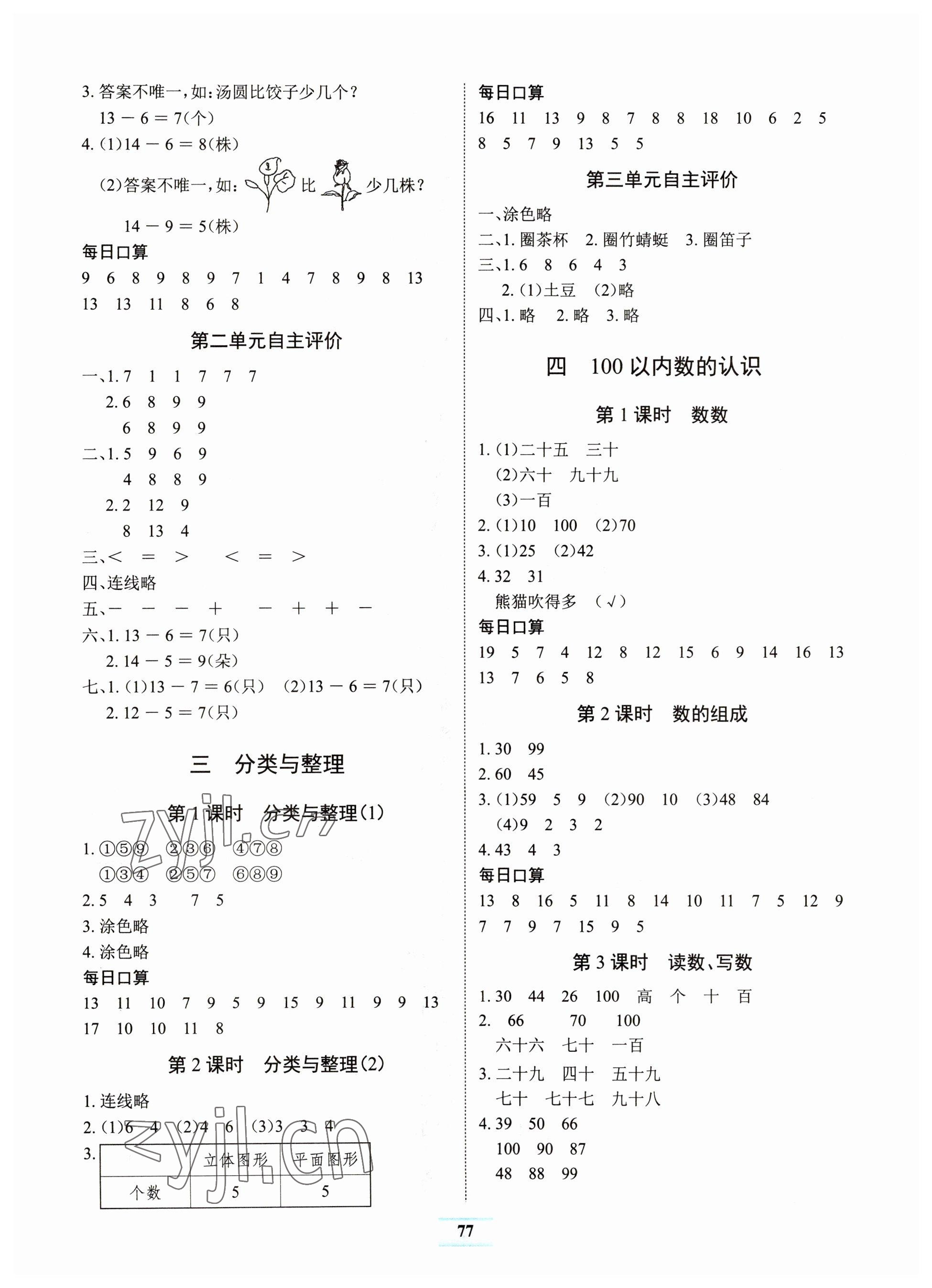 2023年長江全能學案課堂作業(yè)一年級數(shù)學下冊人教版 第3頁