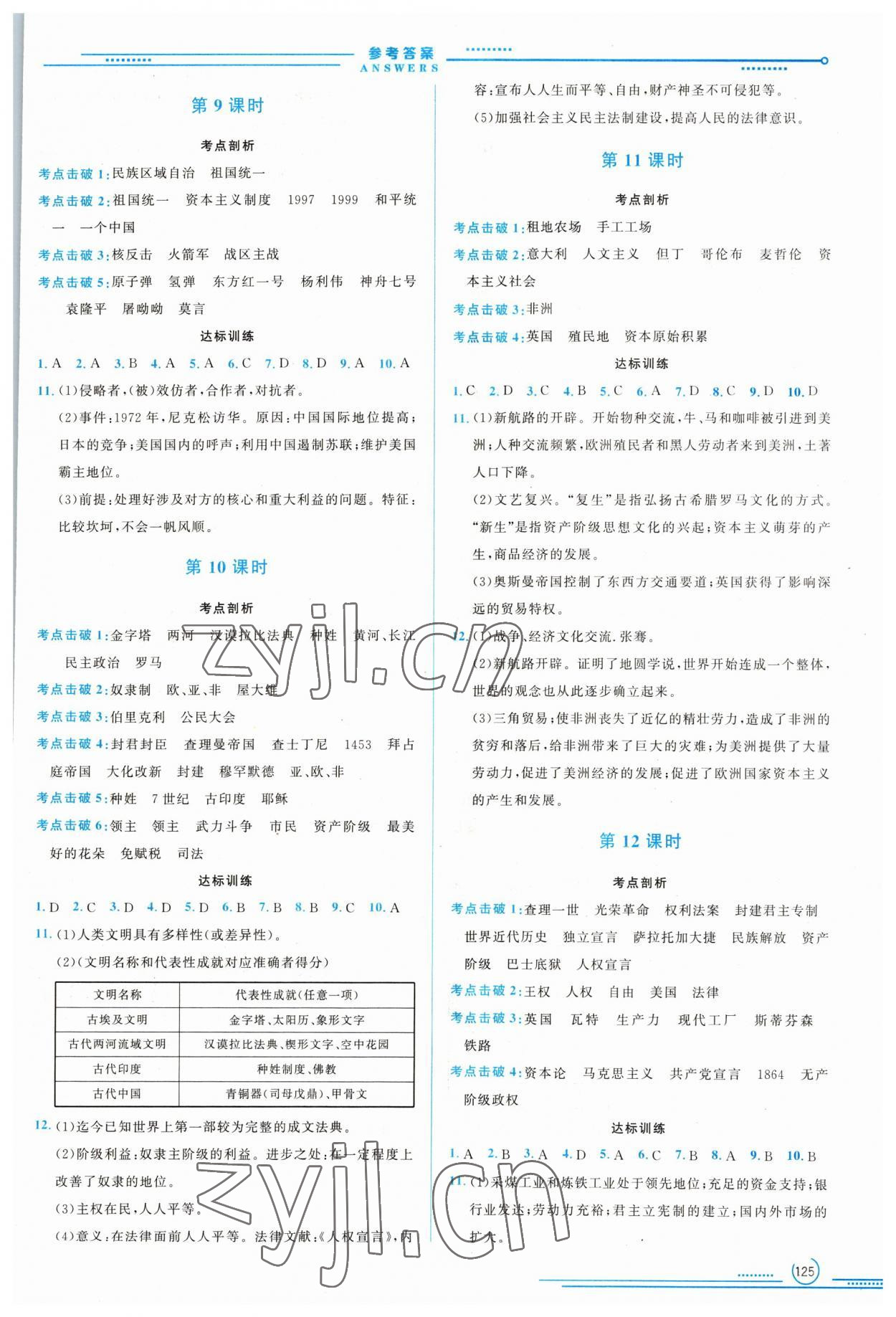 2023年初中總復(fù)習(xí)山東文藝出版社歷史中考淄博專版 參考答案第4頁