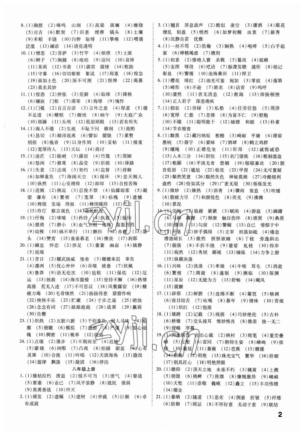 2023年鼎成中考精準提分語文廣東專版 參考答案第2頁