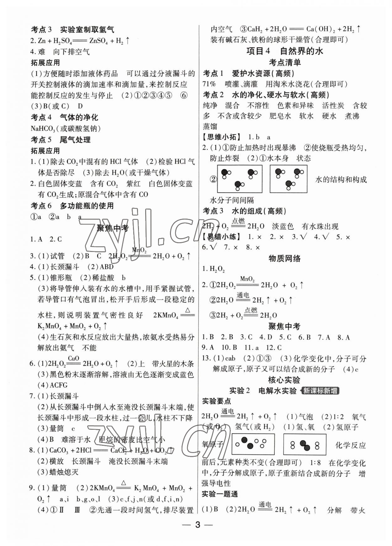 2023年鼎成中考精准提分化学广东专版 参考答案第3页