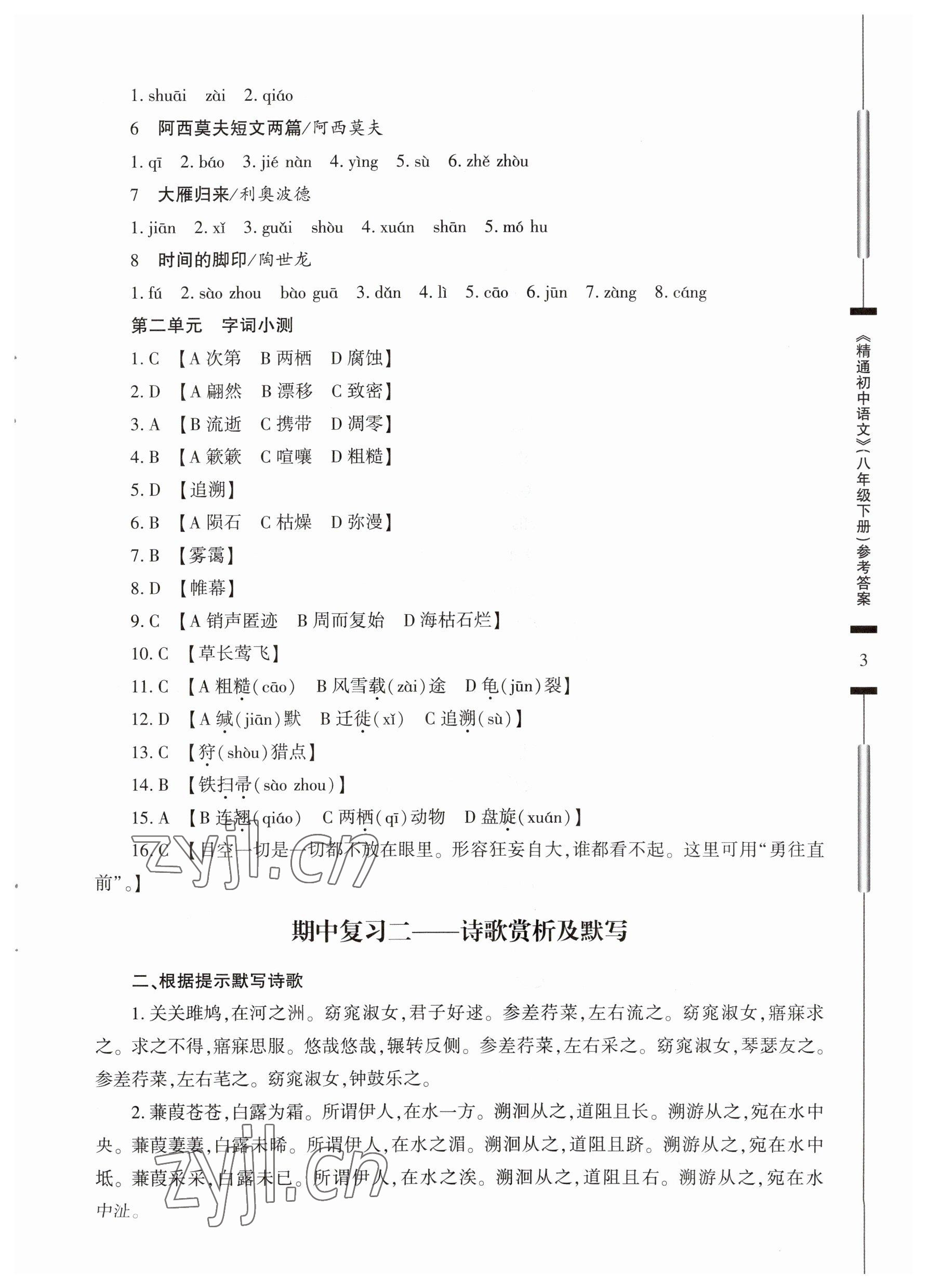 2023年精通初中语文八年级下册 第3页