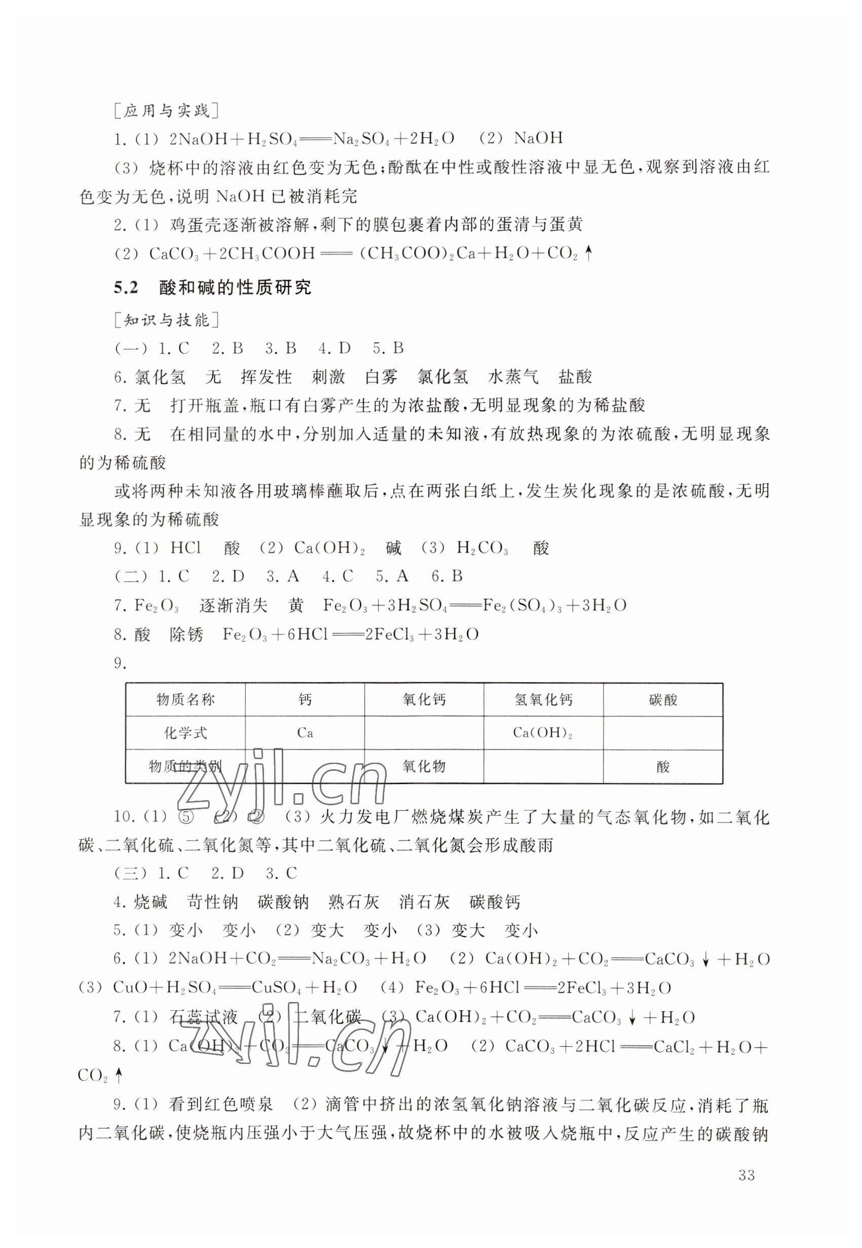 2023年練習(xí)部分九年級化學(xué)下冊滬教版54制 參考答案第2頁