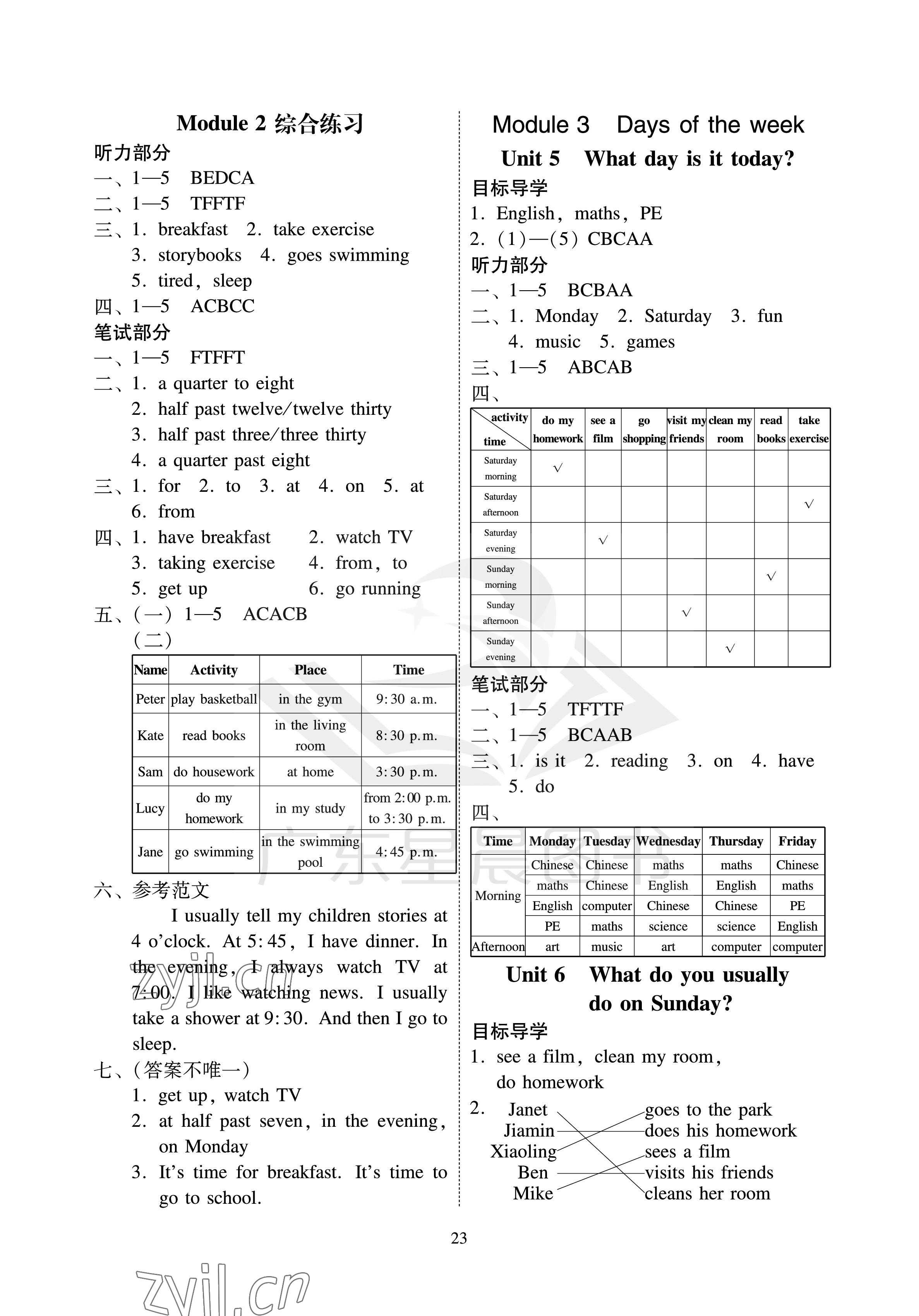2023年目標(biāo)實(shí)施手冊(cè)四年級(jí)英語下冊(cè)教科版廣州專版 參考答案第3頁