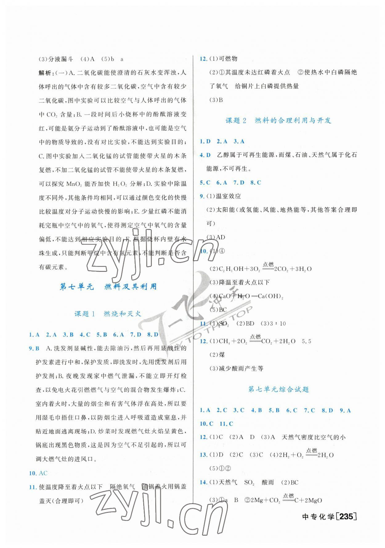 2023年一飞冲天中考专项精品试题分类化学 参考答案第11页