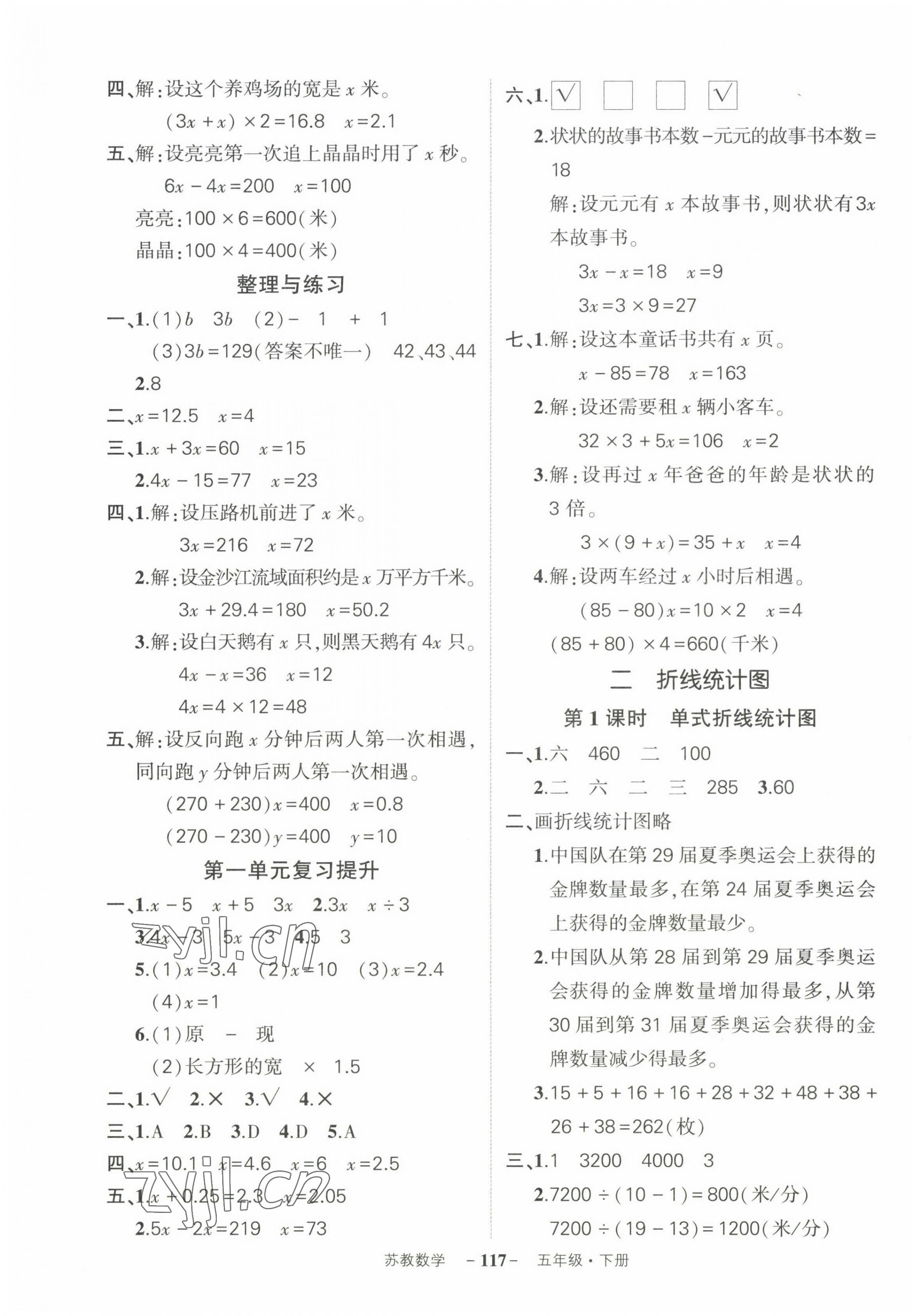 2023年状元成才路创优作业100分五年级数学下册苏教版 参考答案第3页