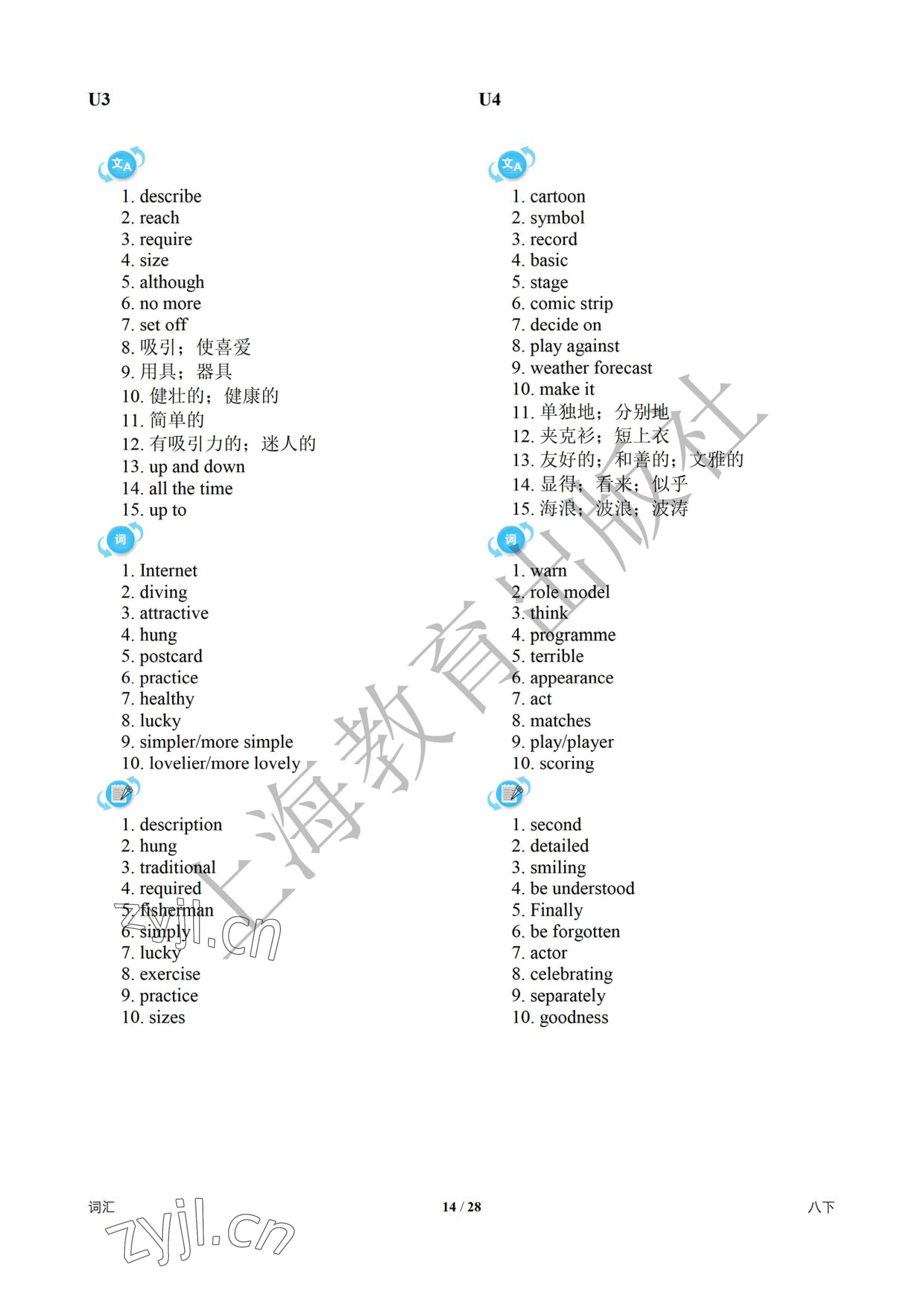 2023年中考英語(yǔ)總復(fù)習(xí)決勝100天深圳專版 參考答案第14頁(yè)