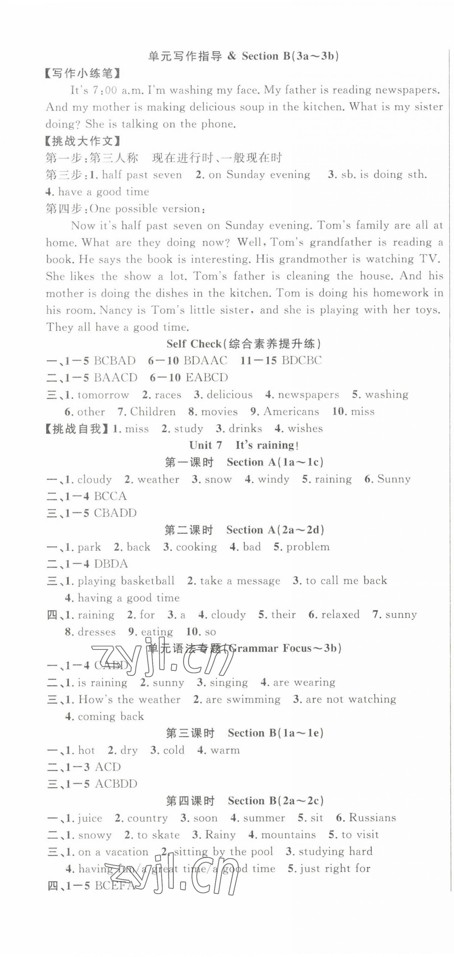 2023年课时夺冠七年级英语下册人教版 第7页