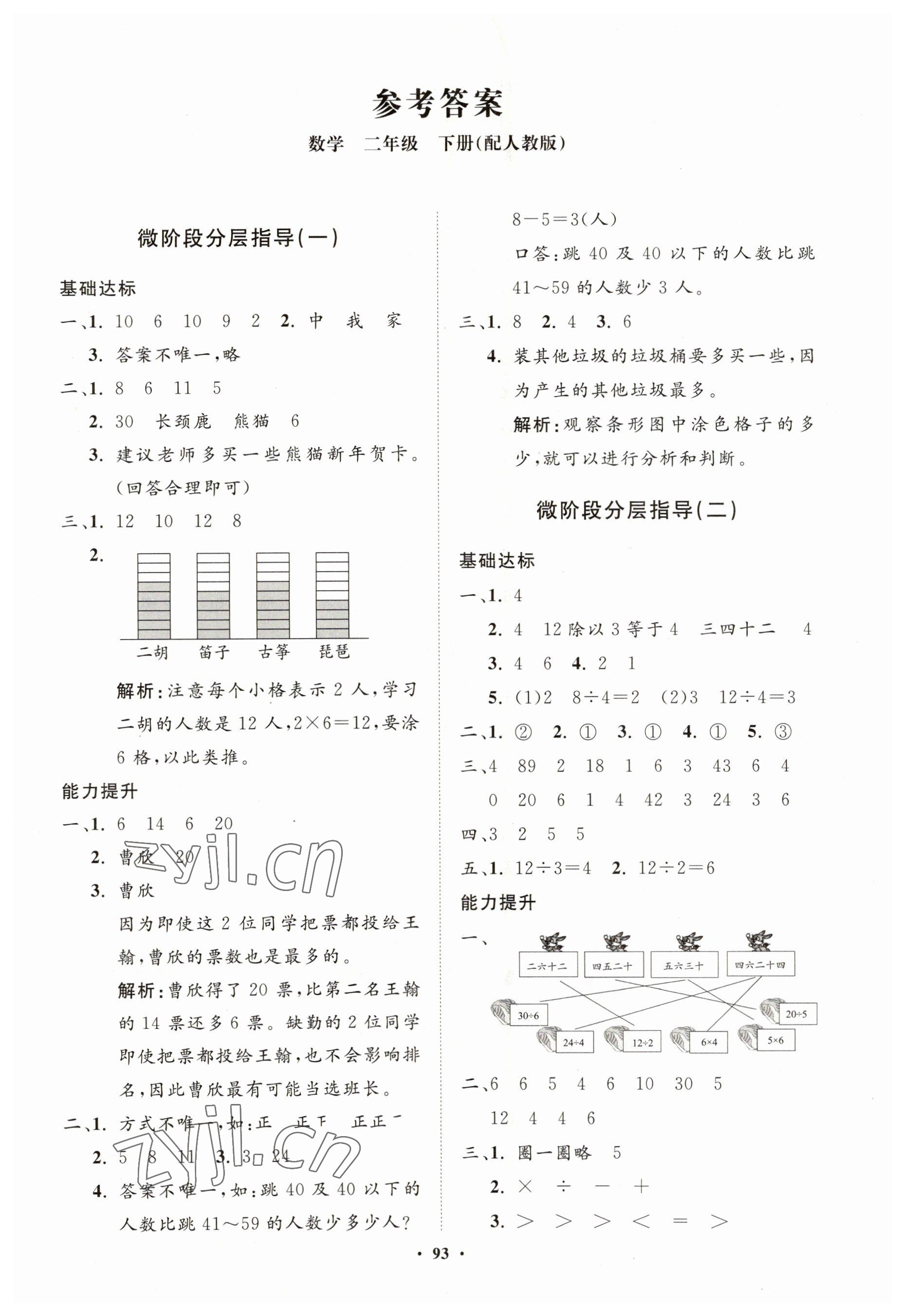 2023年同步練習(xí)冊(cè)分層指導(dǎo)二年級(jí)數(shù)學(xué)下冊(cè)人教版 第1頁