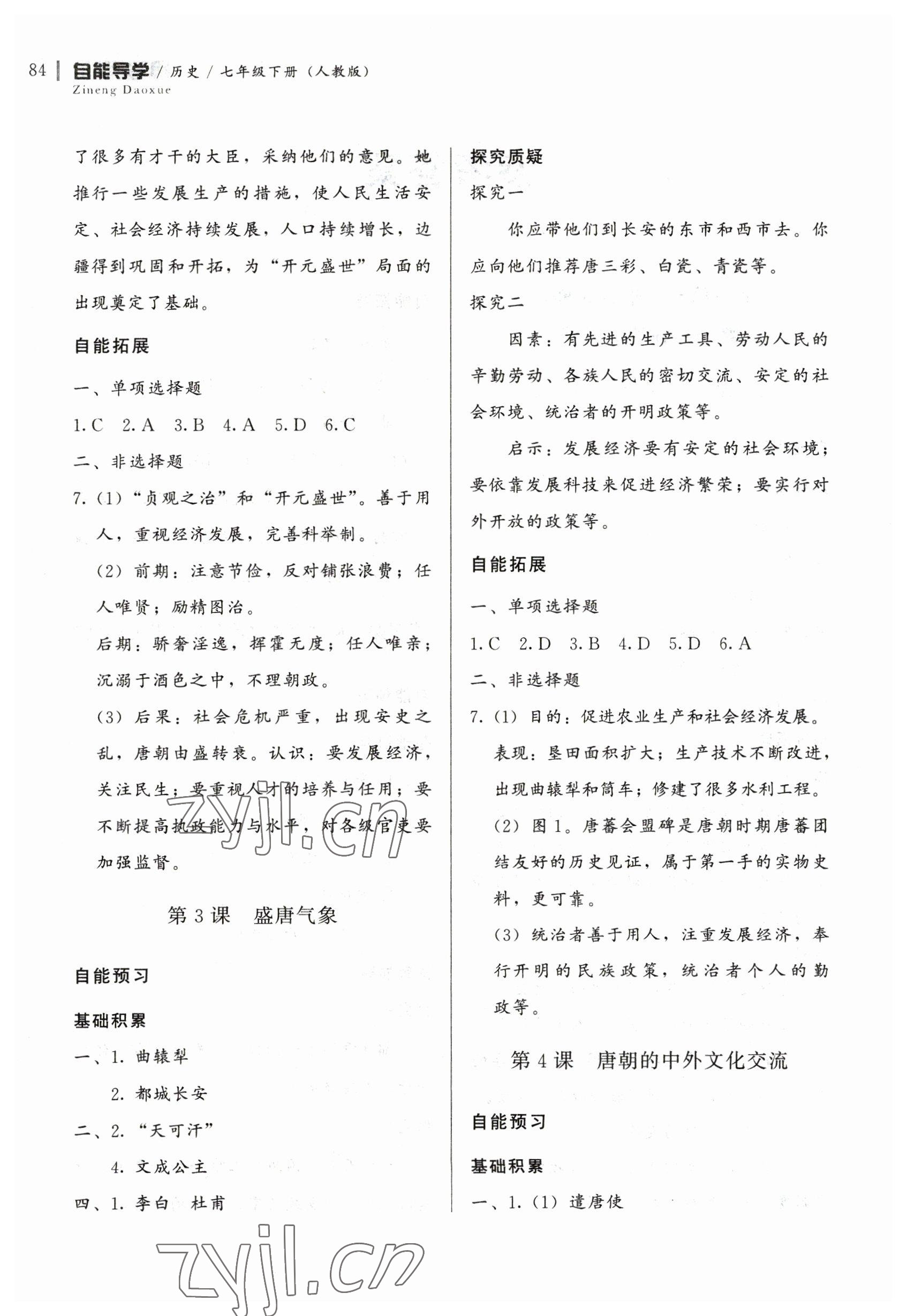 2023年自能導(dǎo)學(xué)七年級(jí)歷史下冊(cè)人教版 第2頁(yè)