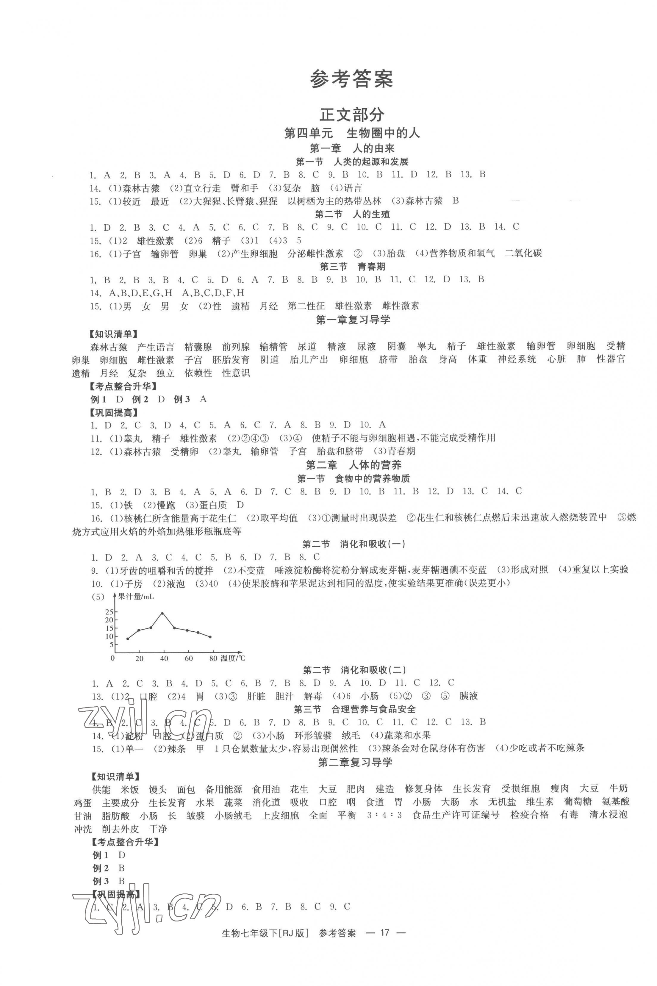 2023年全效學習同步學練測七年級生物下冊人教版 第1頁