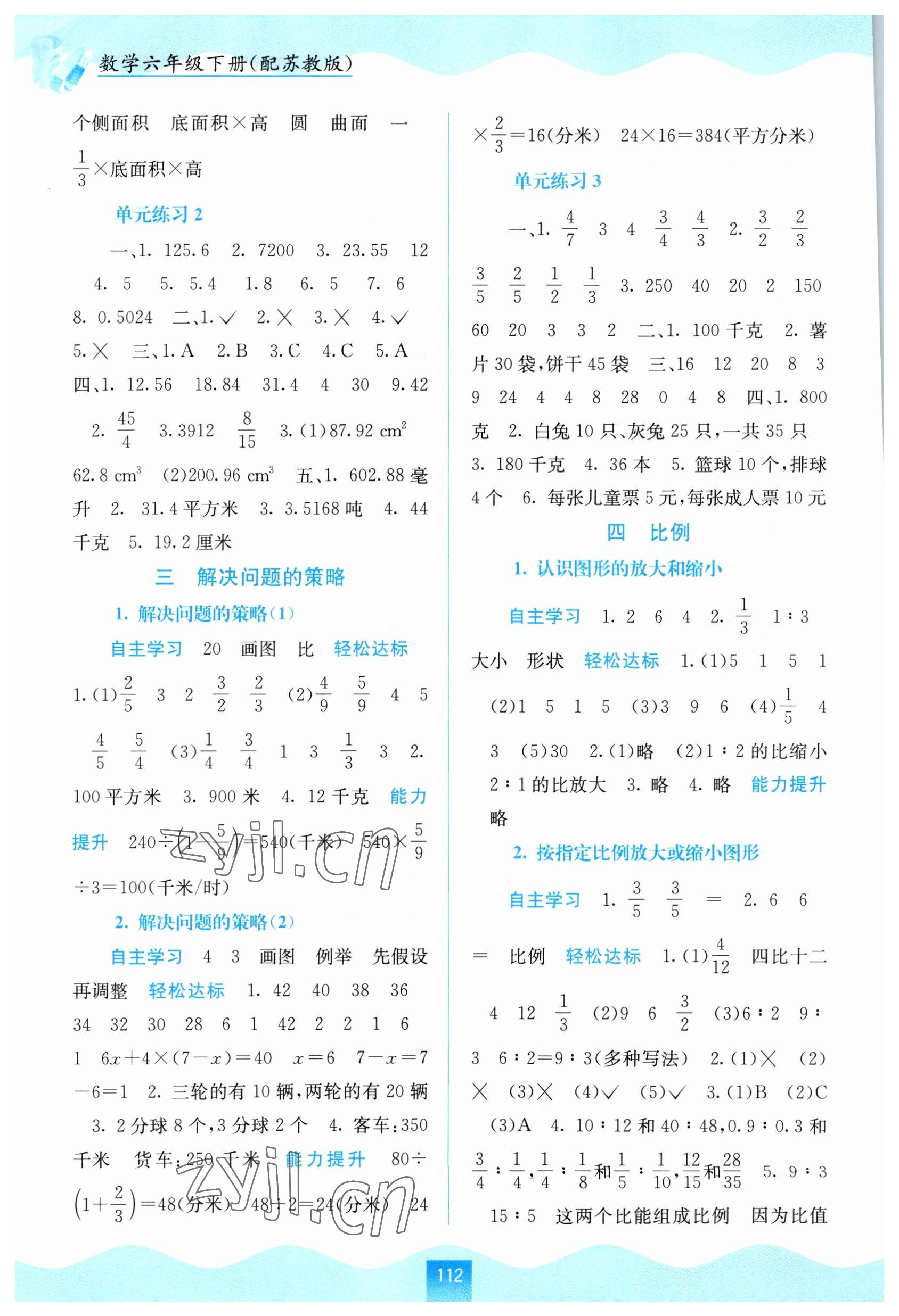 2023年自主學(xué)習(xí)能力測評六年級數(shù)學(xué)下冊蘇教版 第2頁