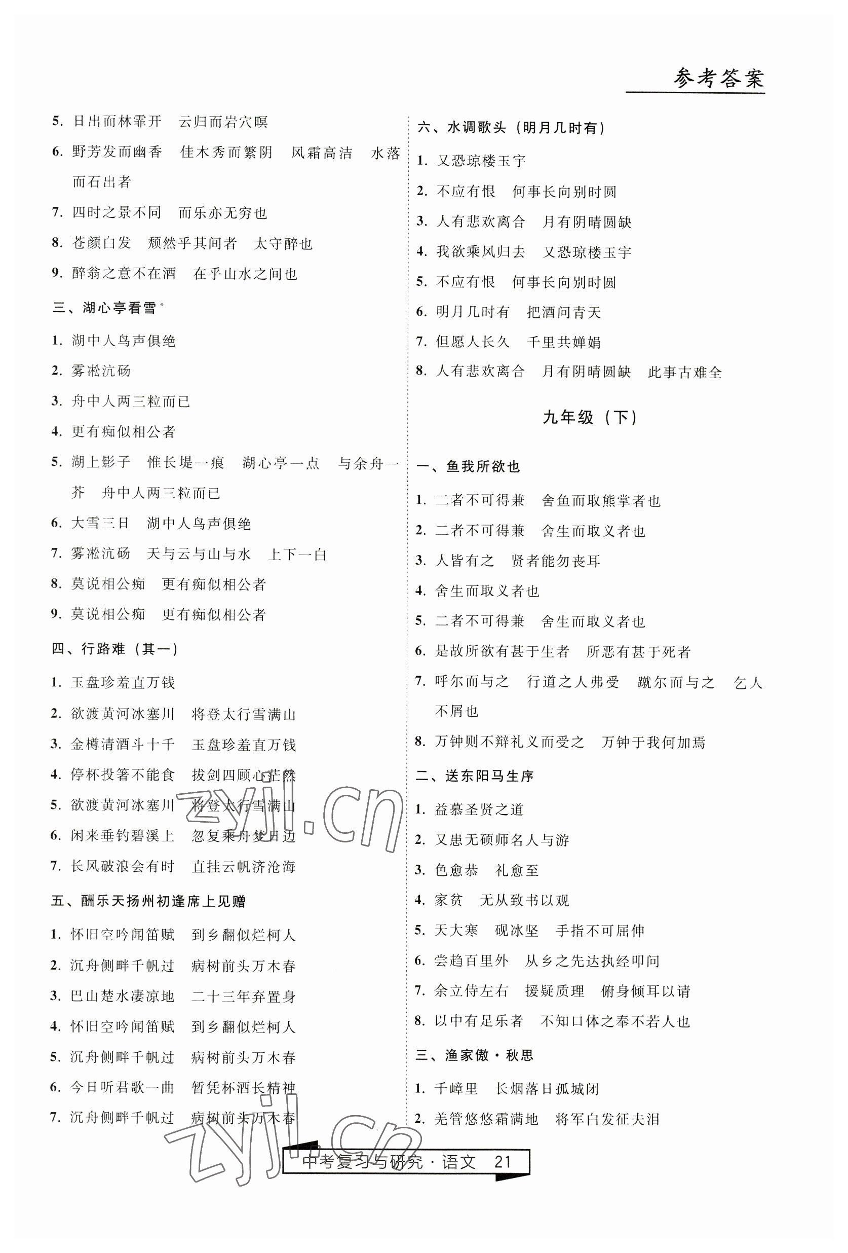 2023年競贏高效備考中考復(fù)習(xí)與研究語文 第21頁