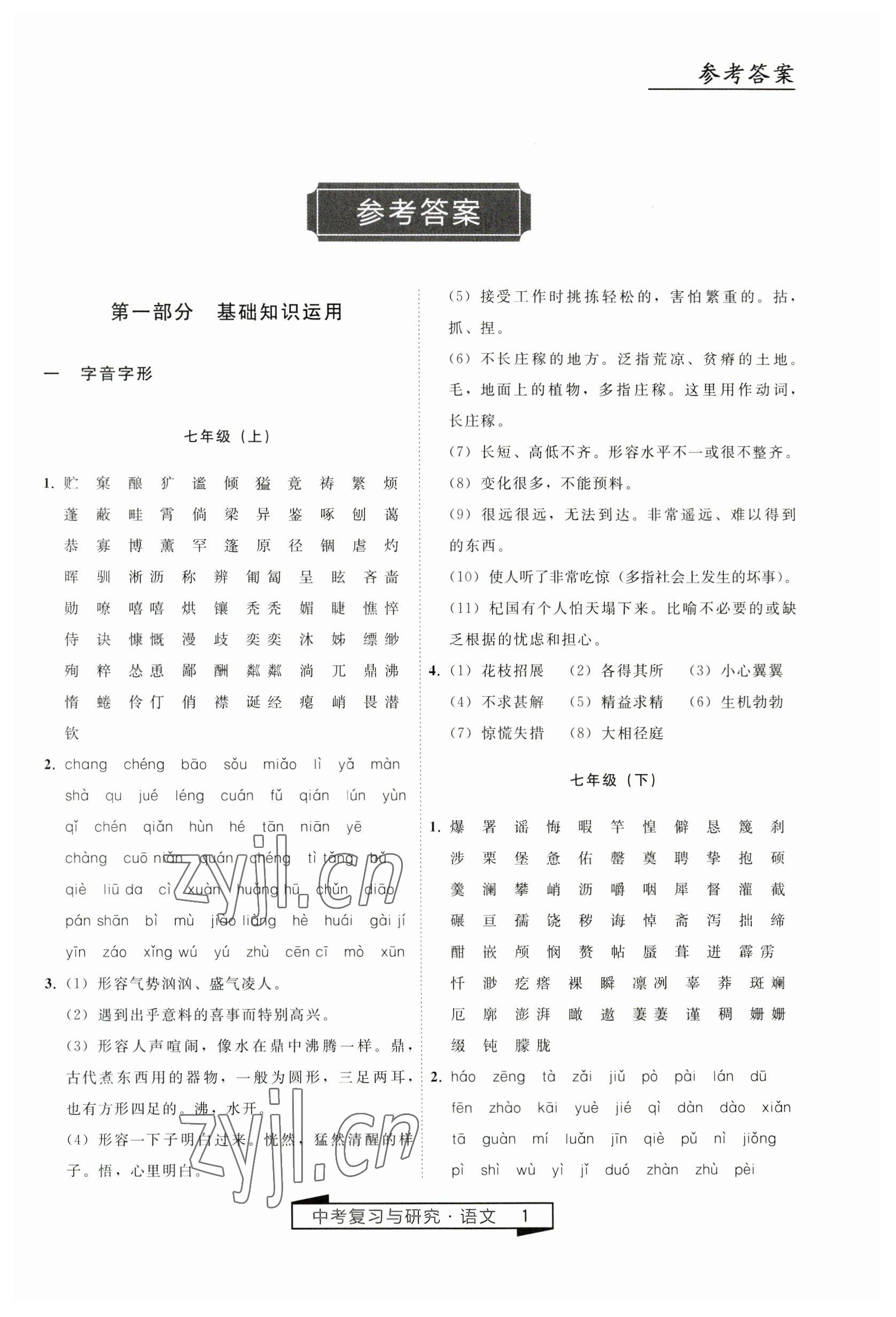 2023年競贏高效備考中考復(fù)習(xí)與研究語文 第1頁