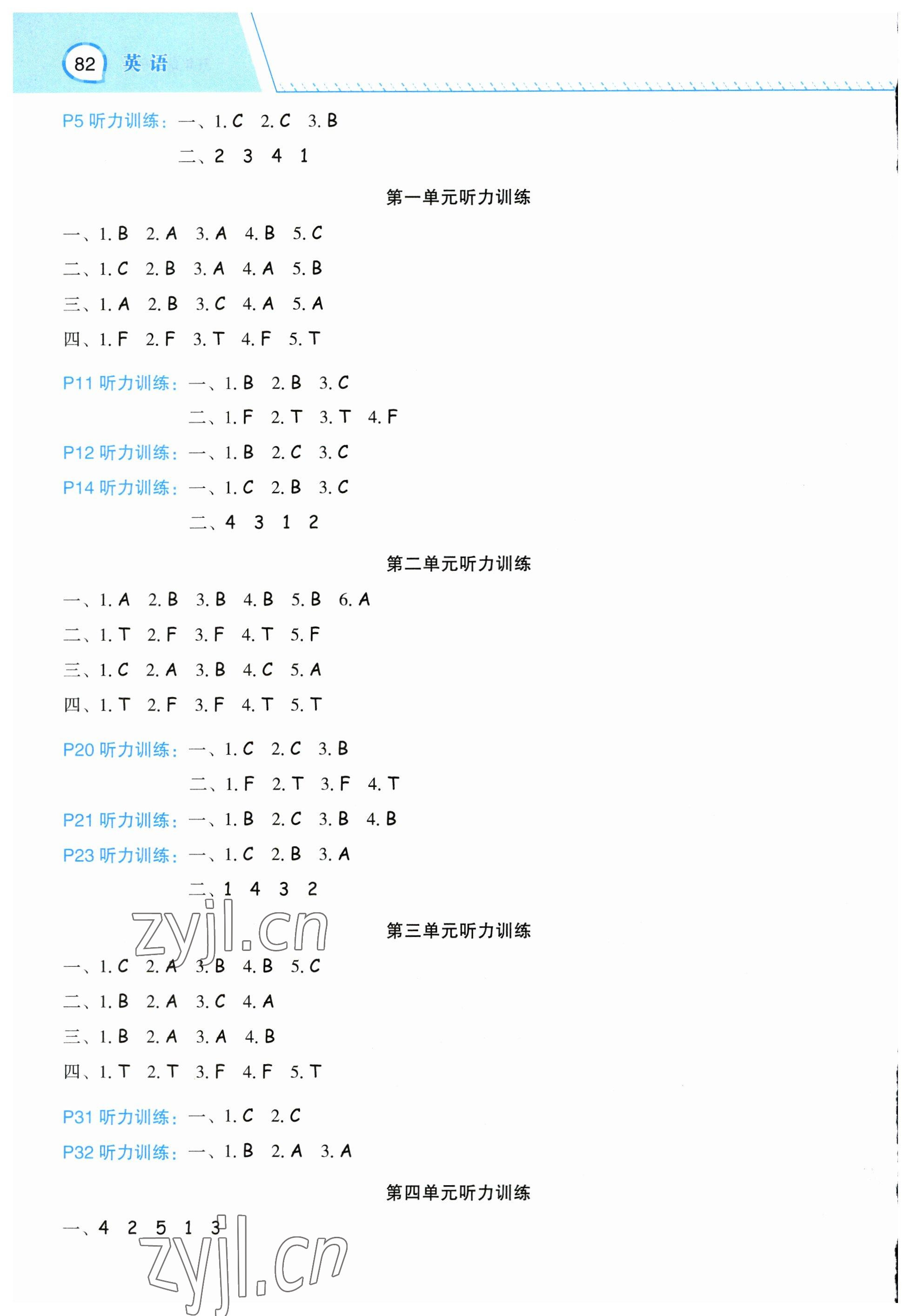 2023年名師面對(duì)面先學(xué)后練五年級(jí)英語(yǔ)下冊(cè)人教版 參考答案第2頁(yè)