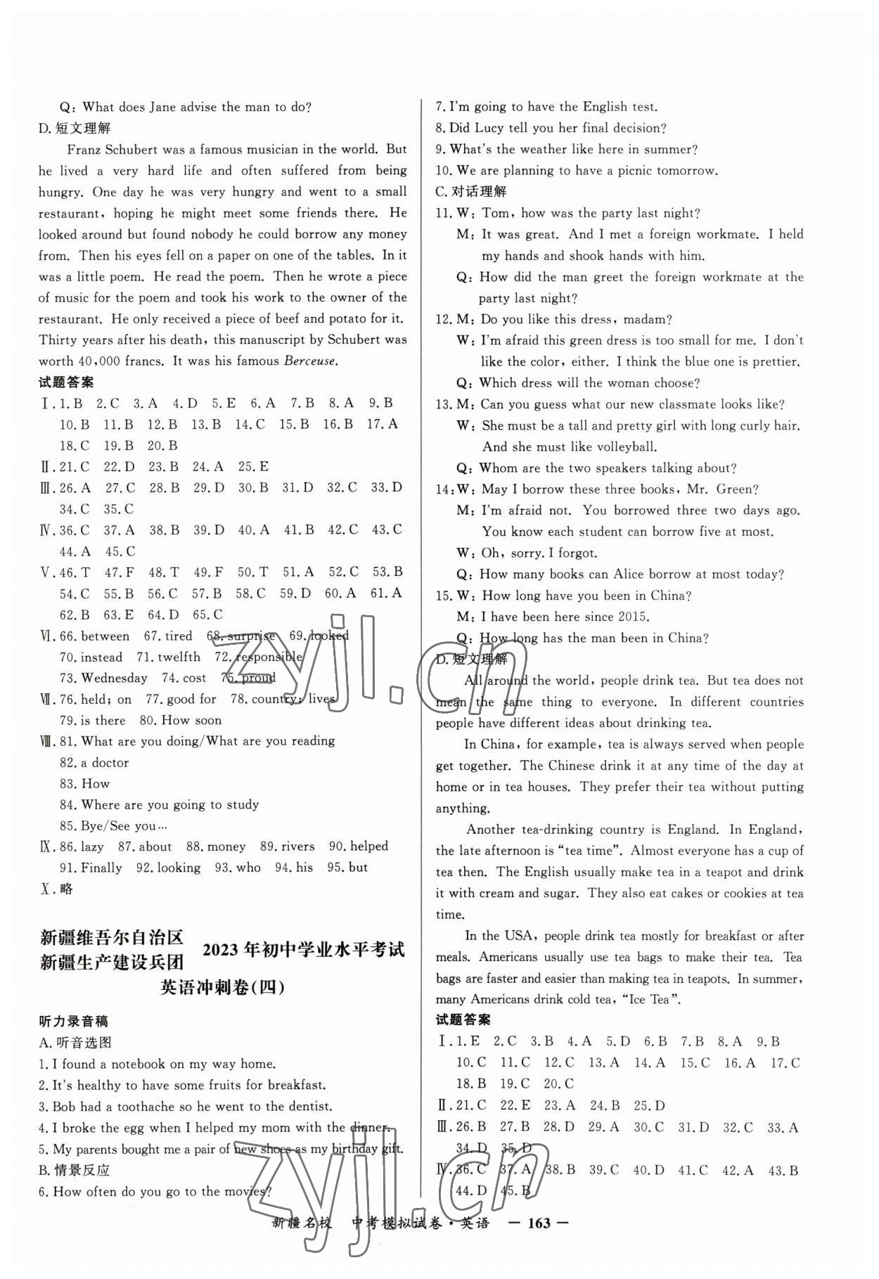 2023年新疆名校中考模擬試卷英語 第3頁