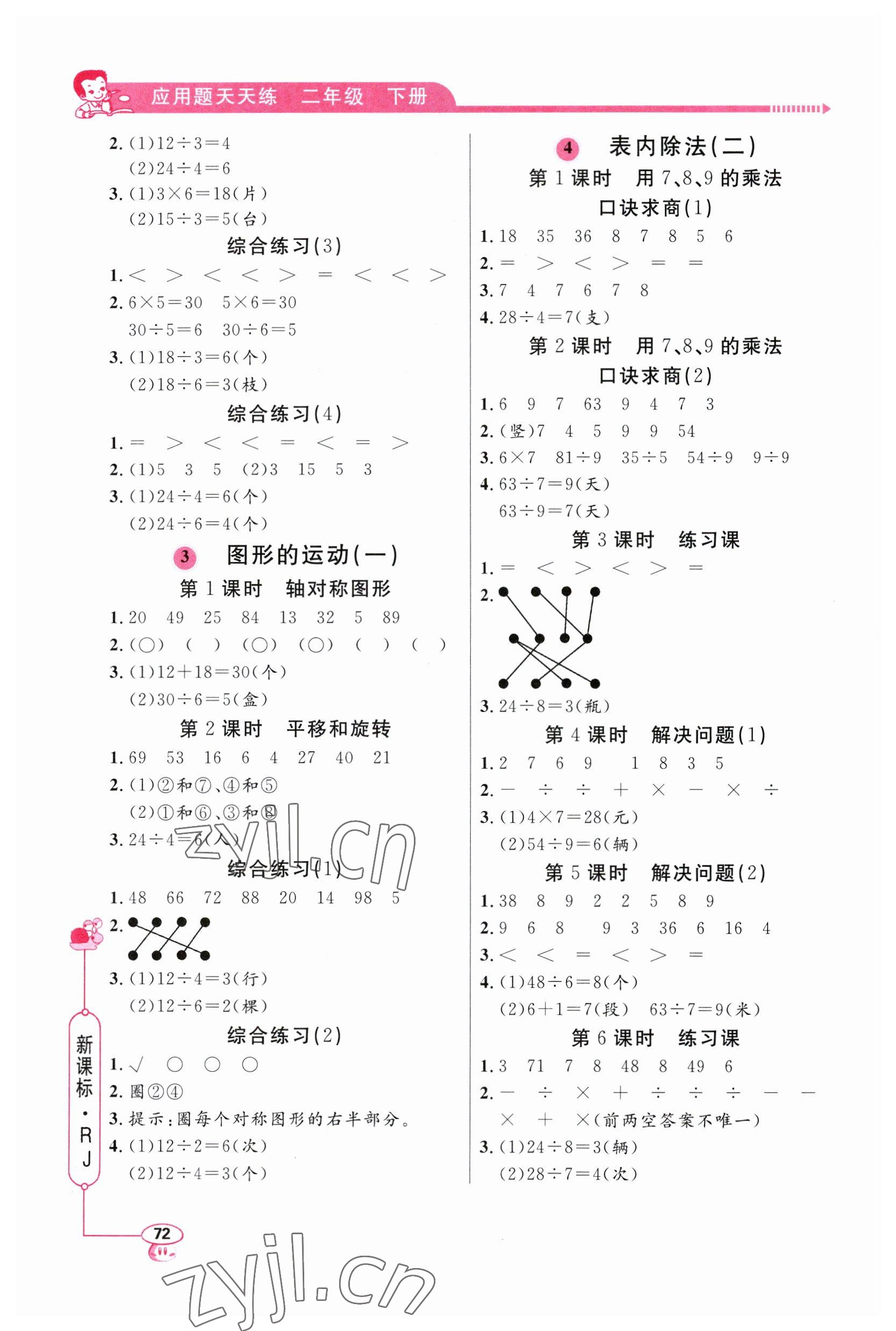 2023年小學數學應用題天天練二年級下冊人教版 第2頁