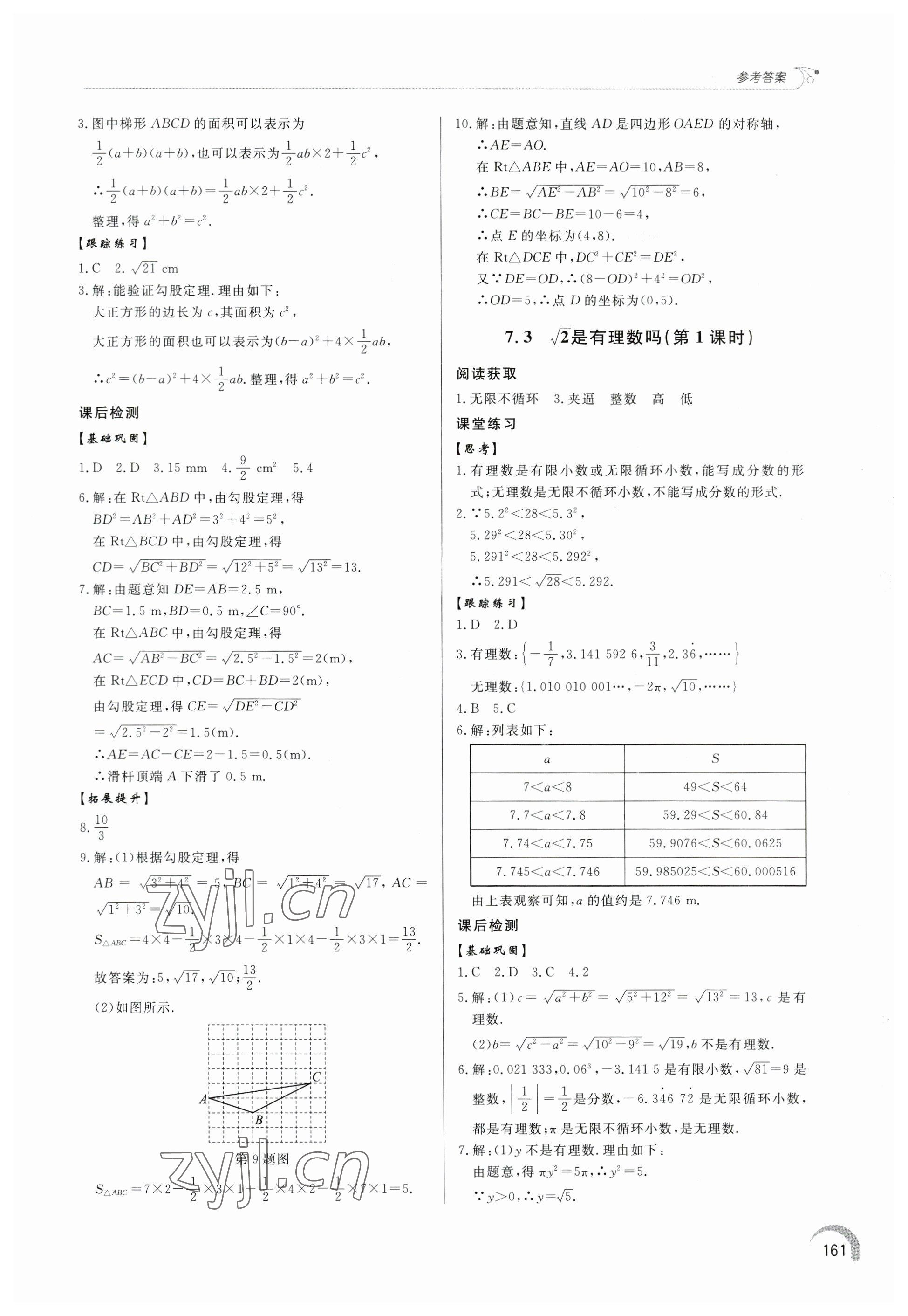 2023年同步練習(xí)冊(cè)泰山出版社八年級(jí)數(shù)學(xué)下冊(cè)青島版 參考答案第9頁