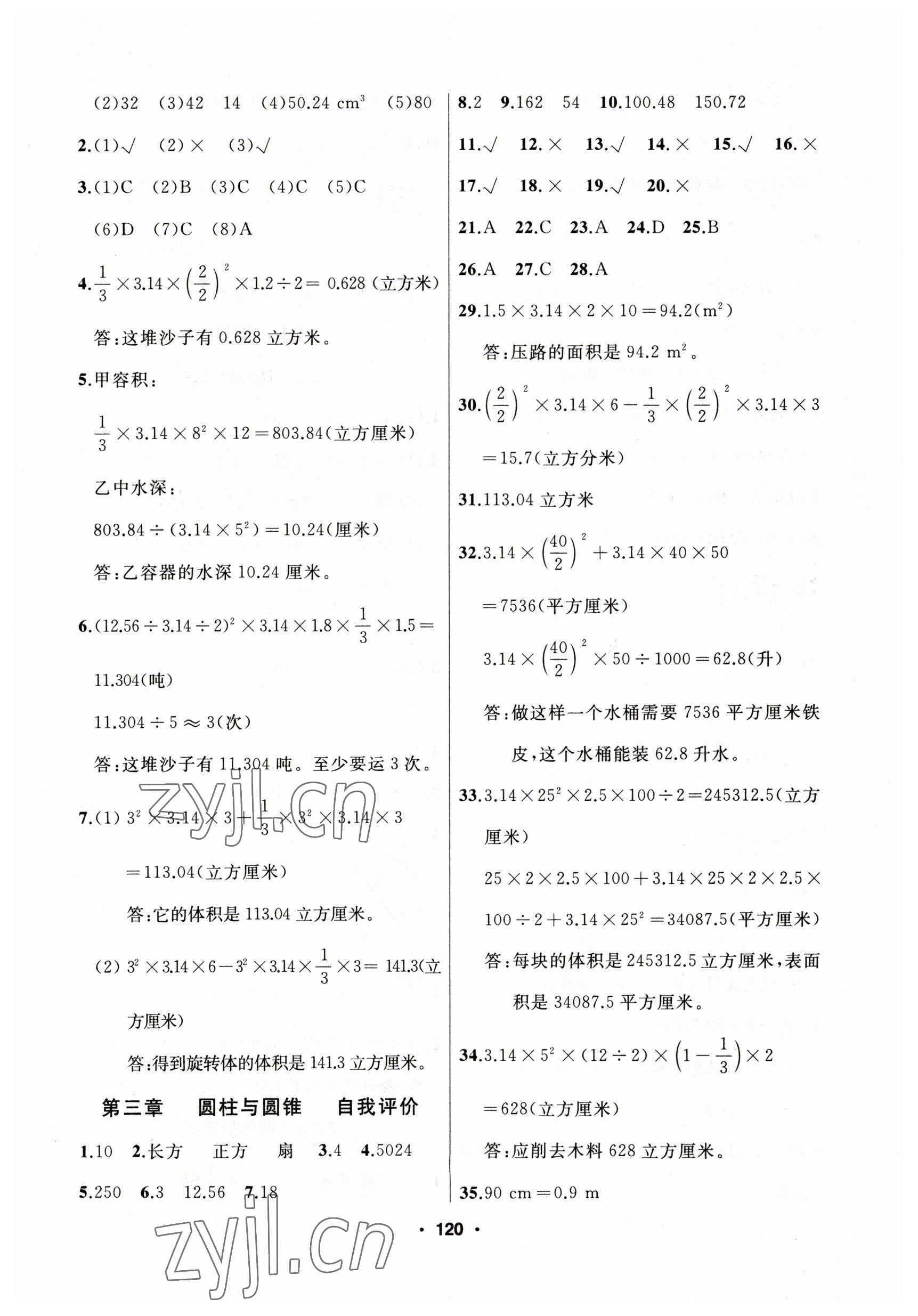 2023年試題優(yōu)化課堂同步六年級(jí)數(shù)學(xué)下冊(cè)人教版 參考答案第6頁(yè)