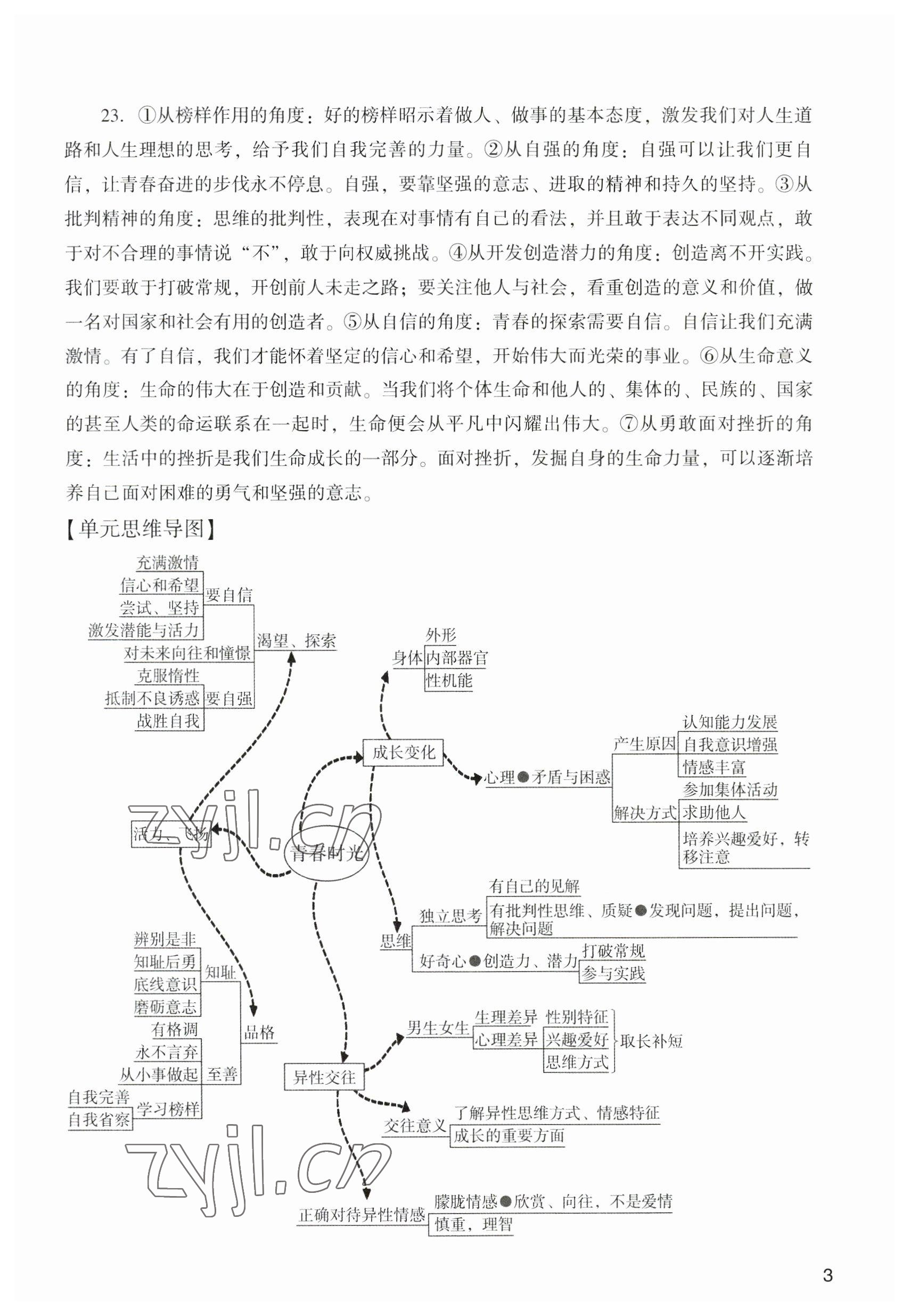 2023年陽(yáng)光學(xué)業(yè)評(píng)價(jià)七年級(jí)道德與法治下冊(cè)人教版 參考答案第3頁(yè)