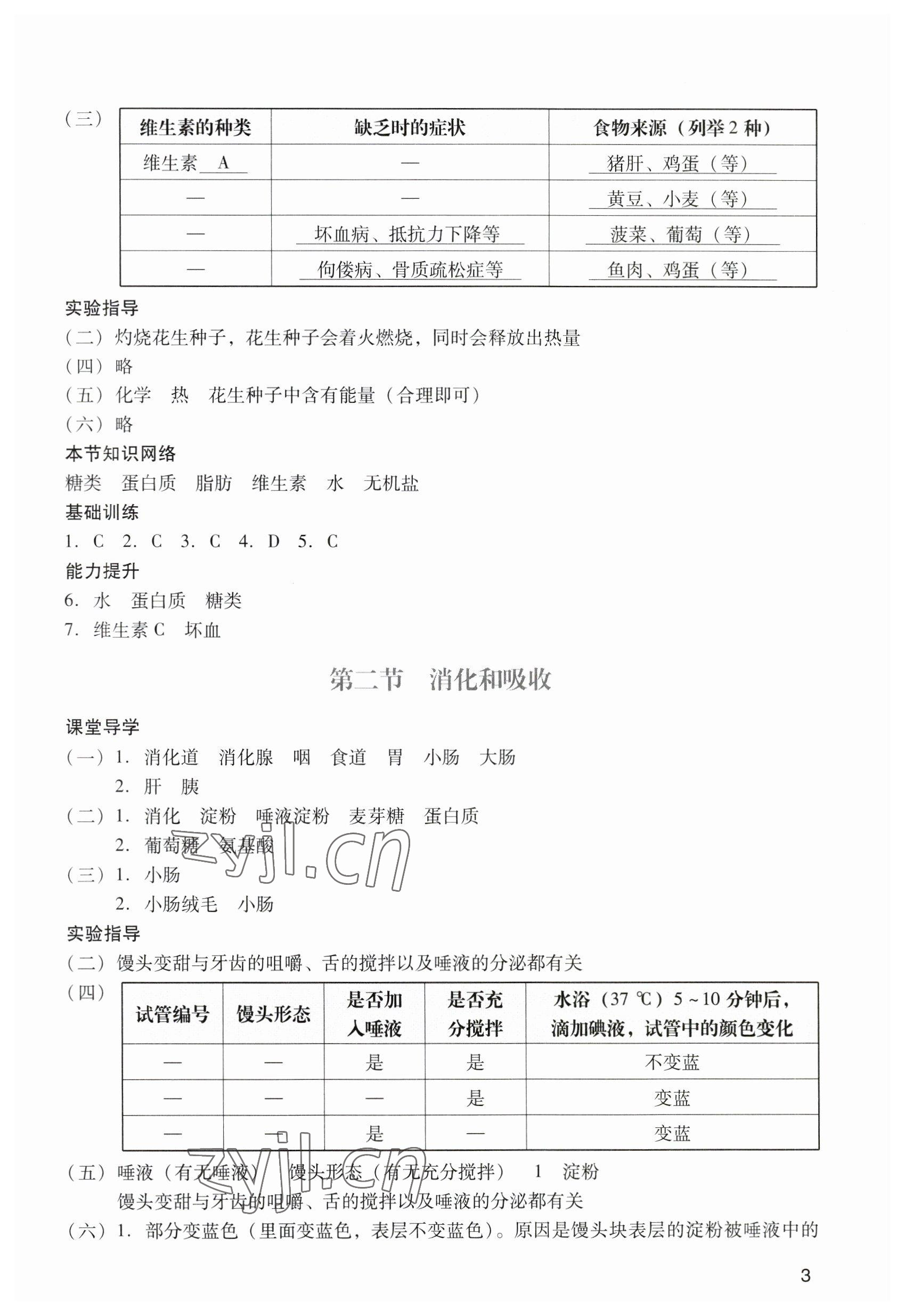 2023年陽(yáng)光學(xué)業(yè)評(píng)價(jià)七年級(jí)生物下冊(cè)人教版 參考答案第3頁(yè)