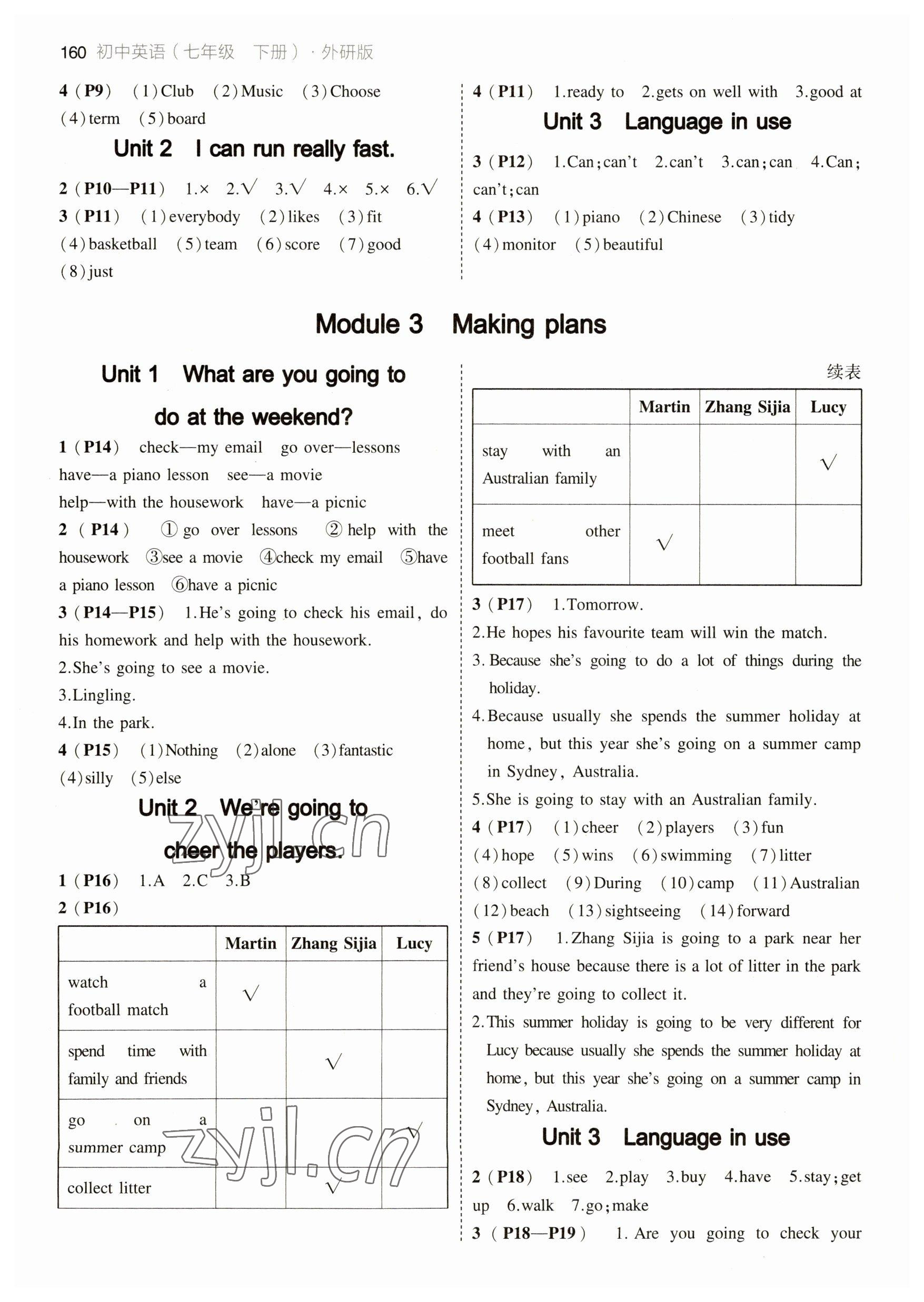 2023年教材課本七年級英語下冊外研版 參考答案第2頁