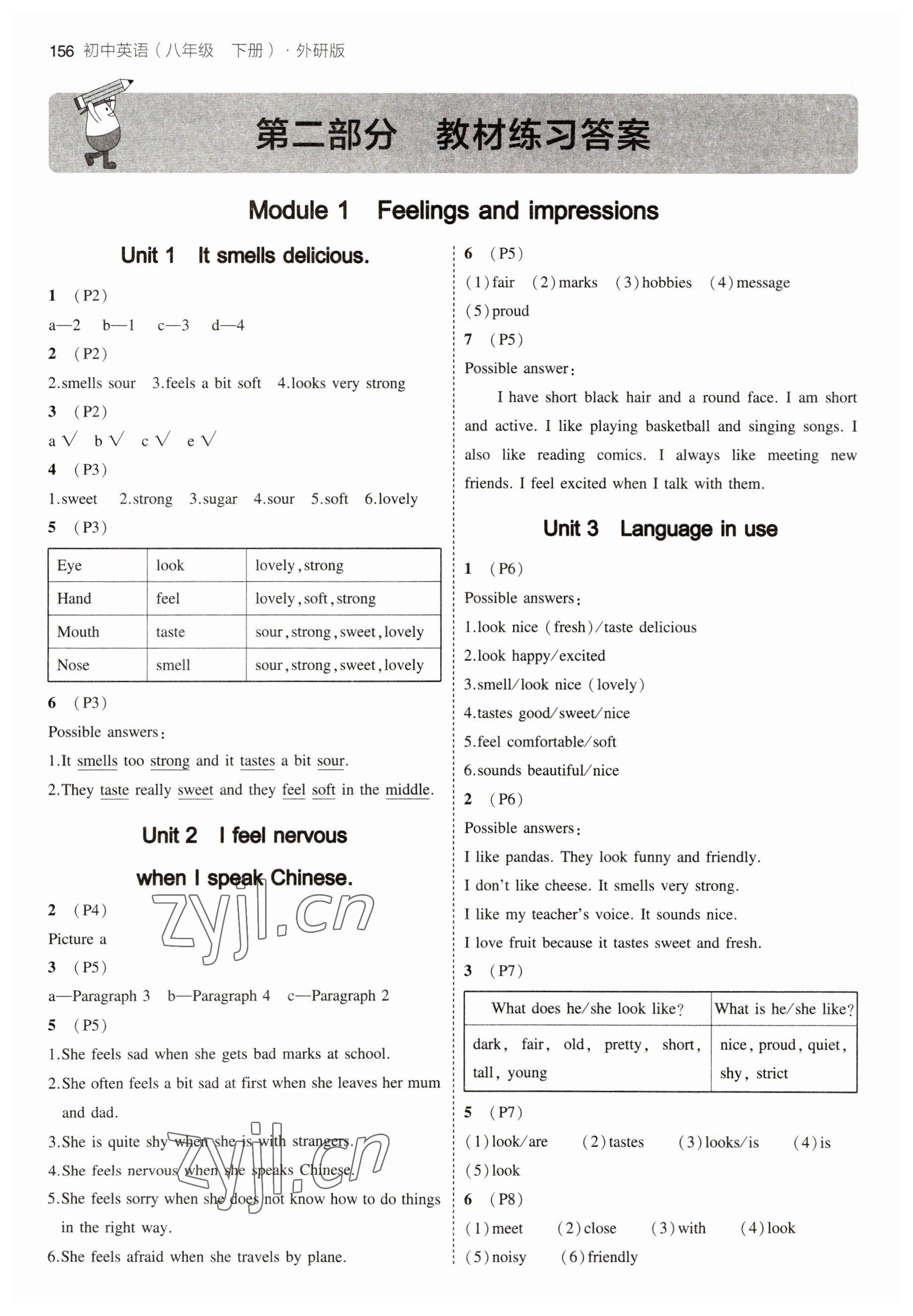 2023年教材課本八年級(jí)英語(yǔ)下冊(cè)外研版 參考答案第1頁(yè)