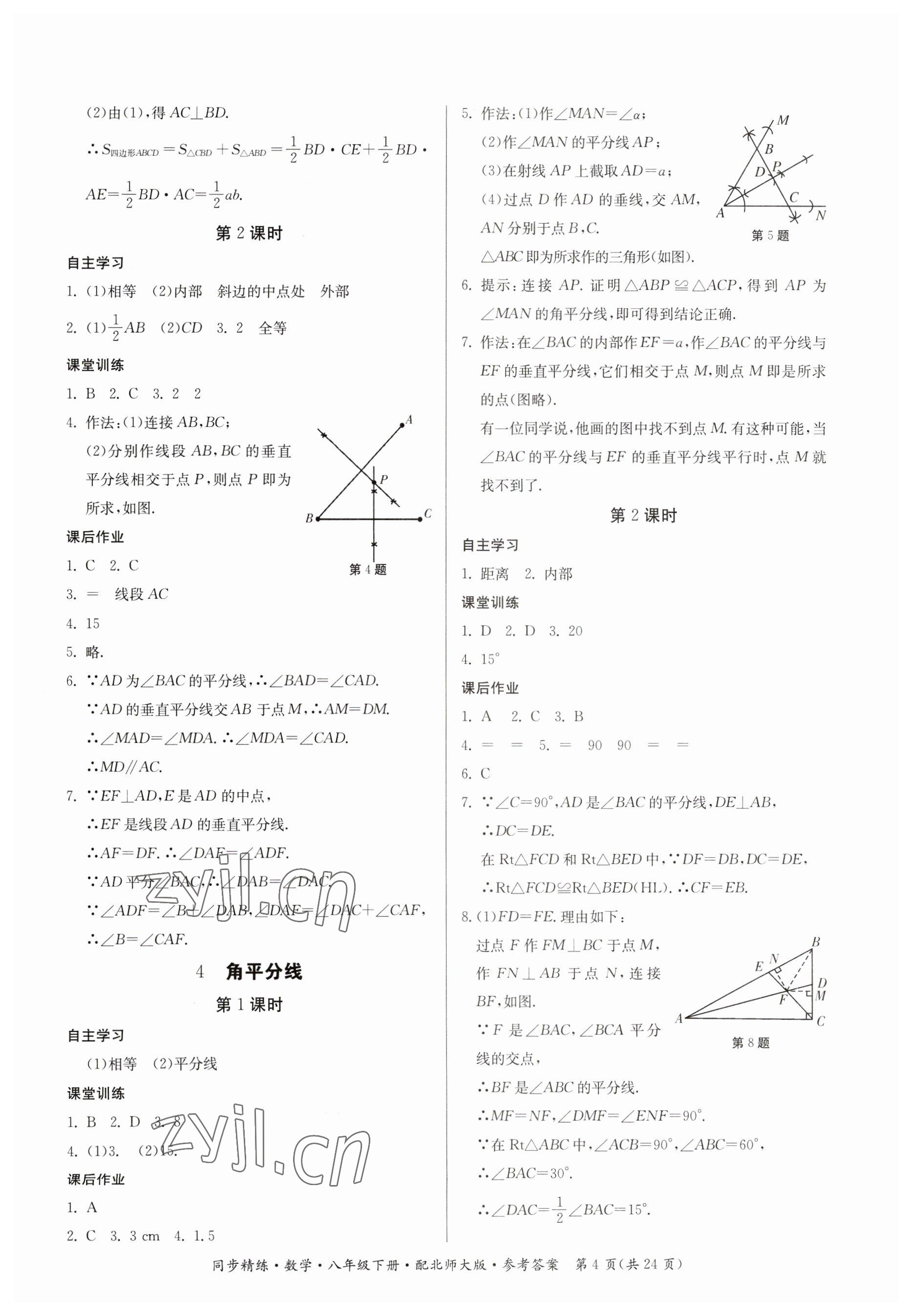 2023年同步精练广东人民出版社八年级数学下册北师大版 第4页