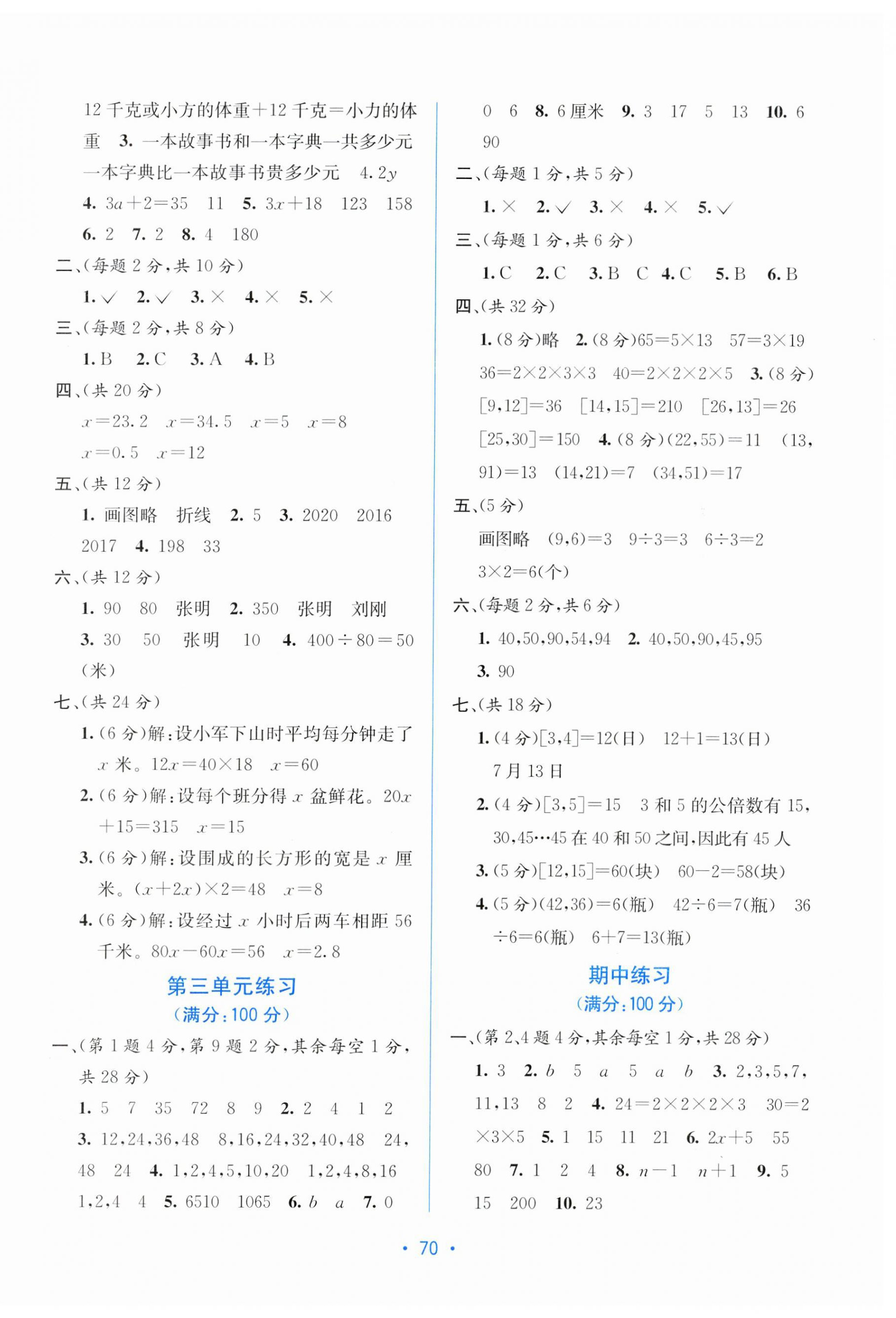 2023年全程檢測(cè)單元測(cè)試卷五年級(jí)數(shù)學(xué)下冊(cè)蘇教版B 第2頁(yè)