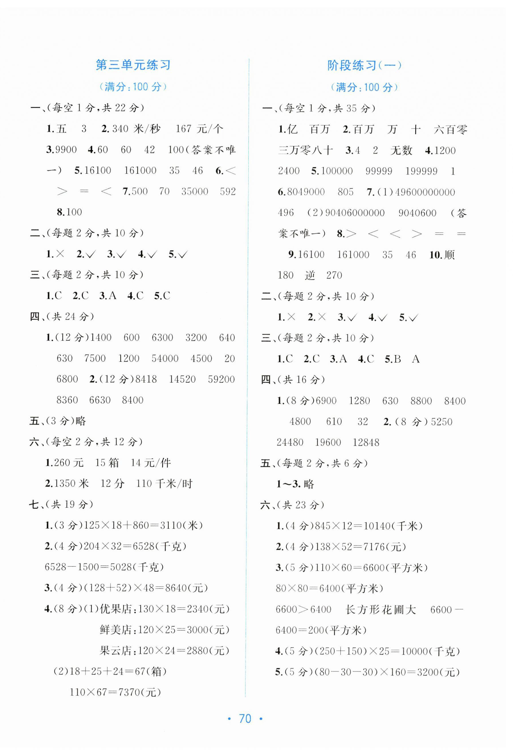 2023年全程檢測單元測試卷四年級數(shù)學(xué)下冊蘇教版B 第2頁