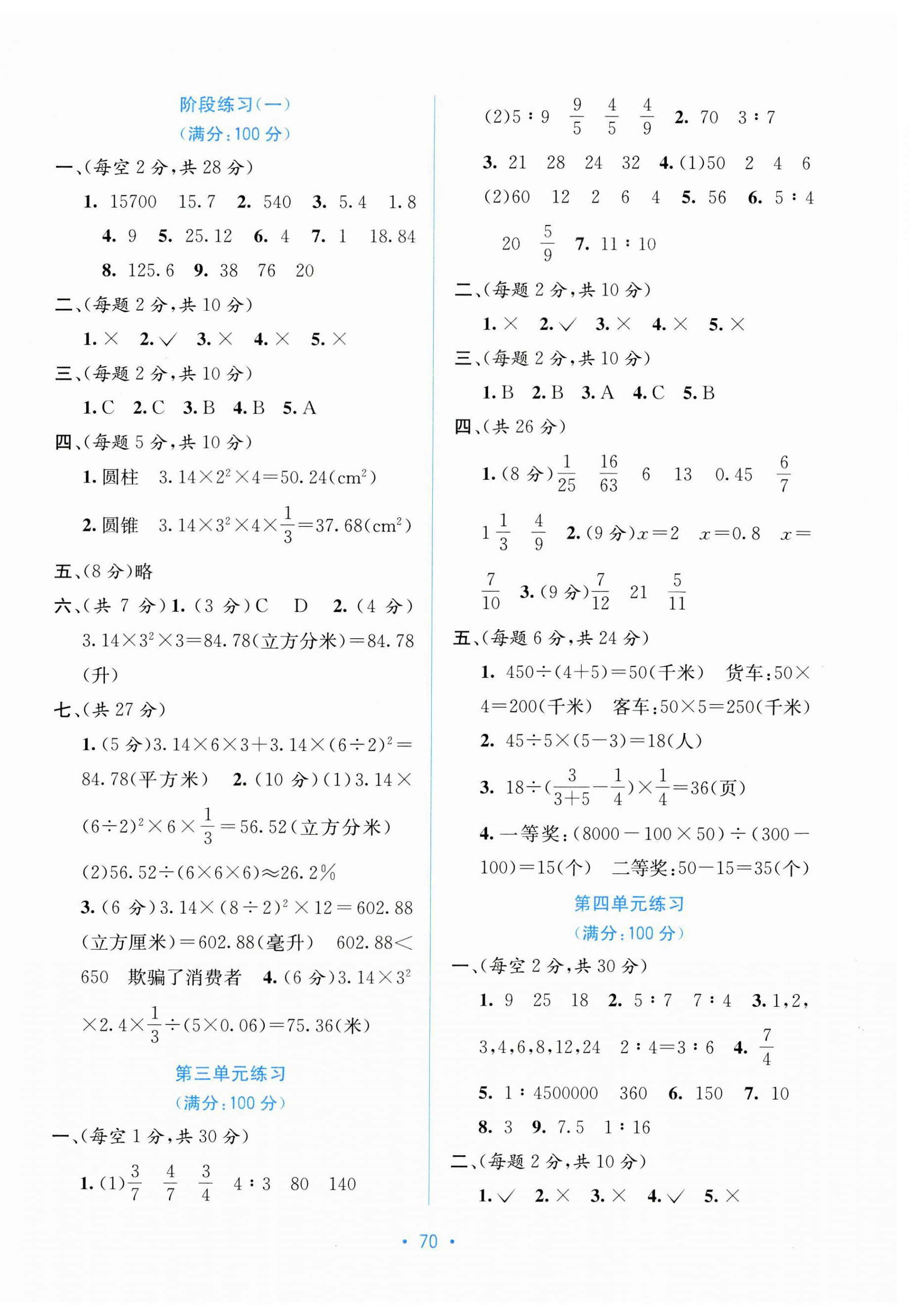 2023年全程檢測單元測試卷六年級數(shù)學下冊蘇教版B 第2頁