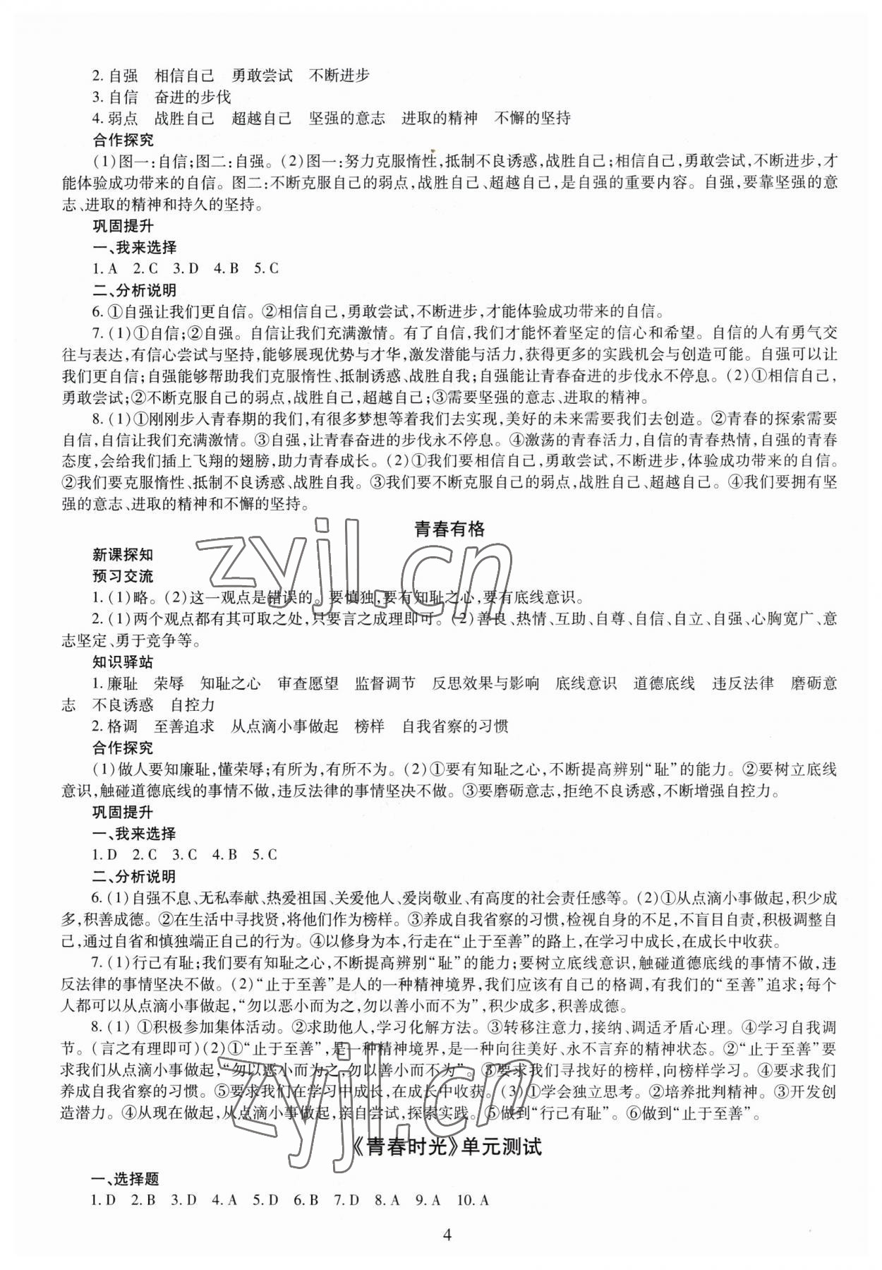 2023年智慧學(xué)習(xí)導(dǎo)學(xué)練七年級道德與法治下冊人教版 第4頁