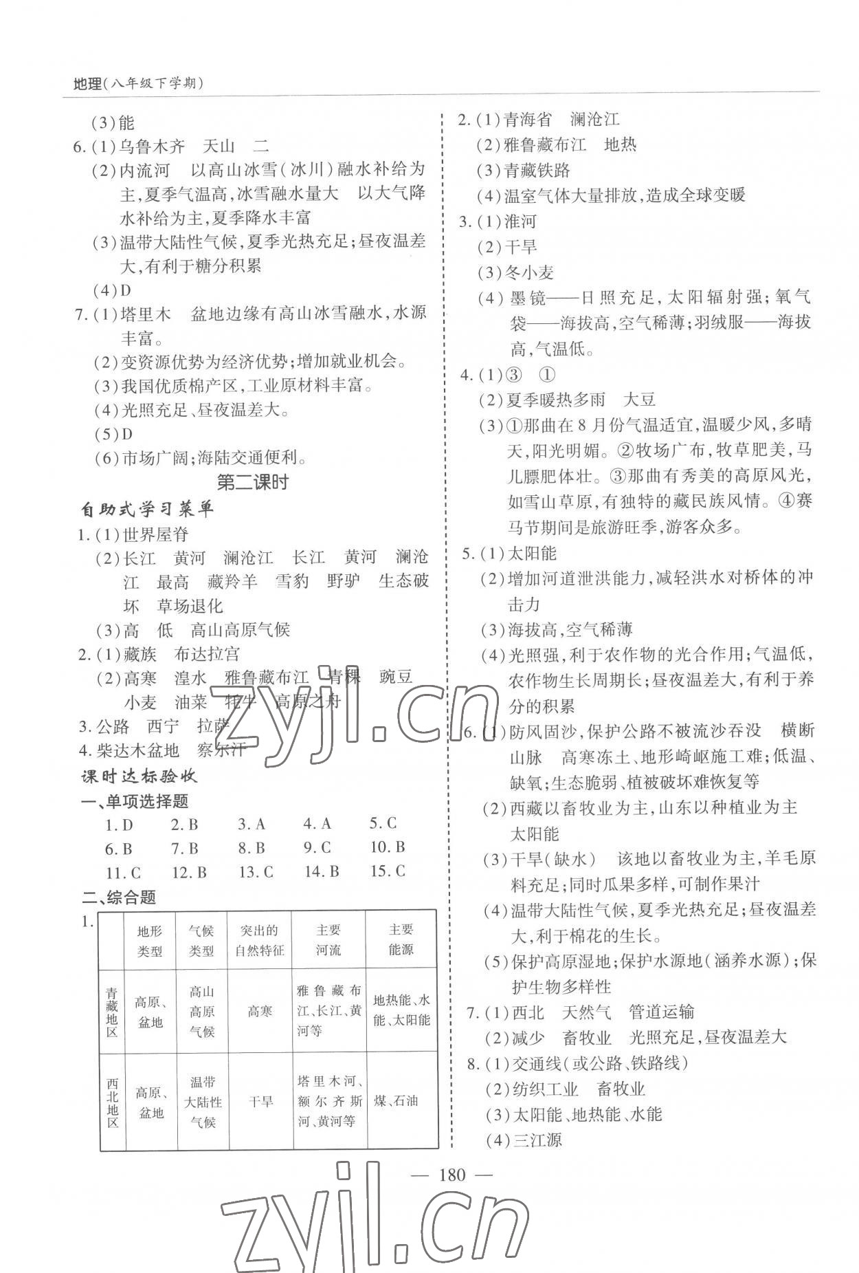 2023年新課堂學(xué)習(xí)與探究八年級地理下冊湘教版 參考答案第4頁