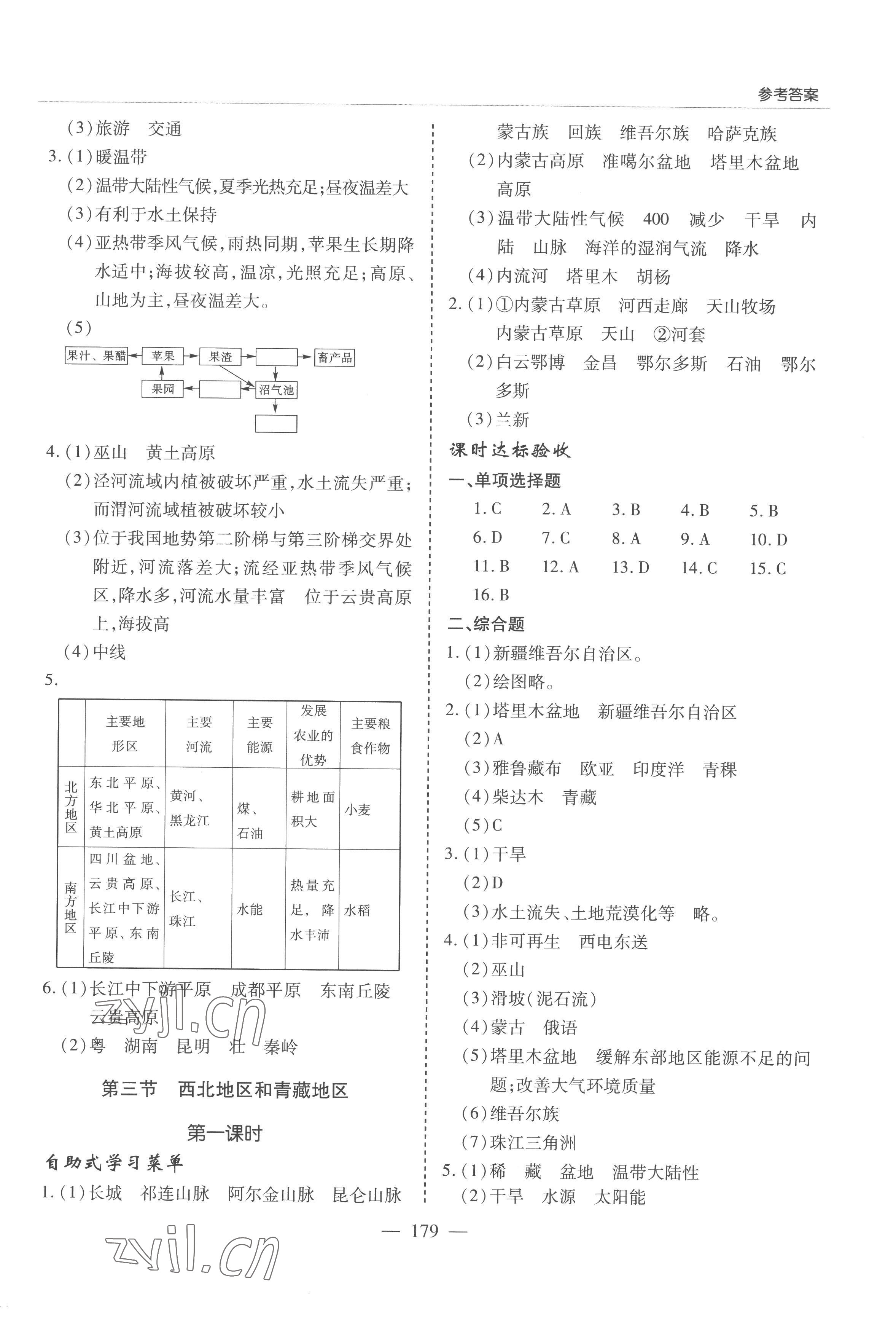 2023年新課堂學習與探究八年級地理下冊湘教版 參考答案第3頁