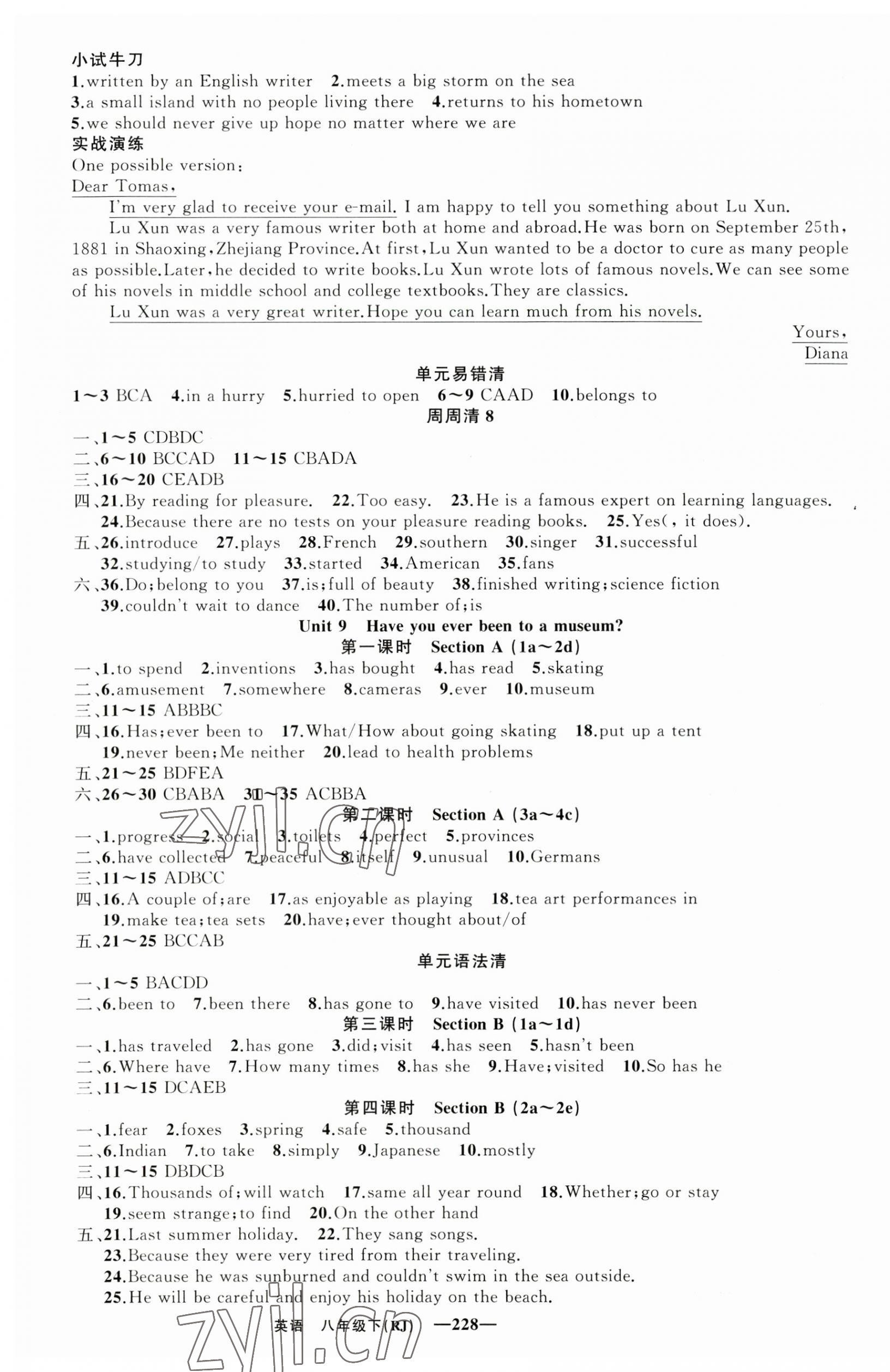 2023年四清導(dǎo)航八年級英語下冊人教版黃石專版 第10頁