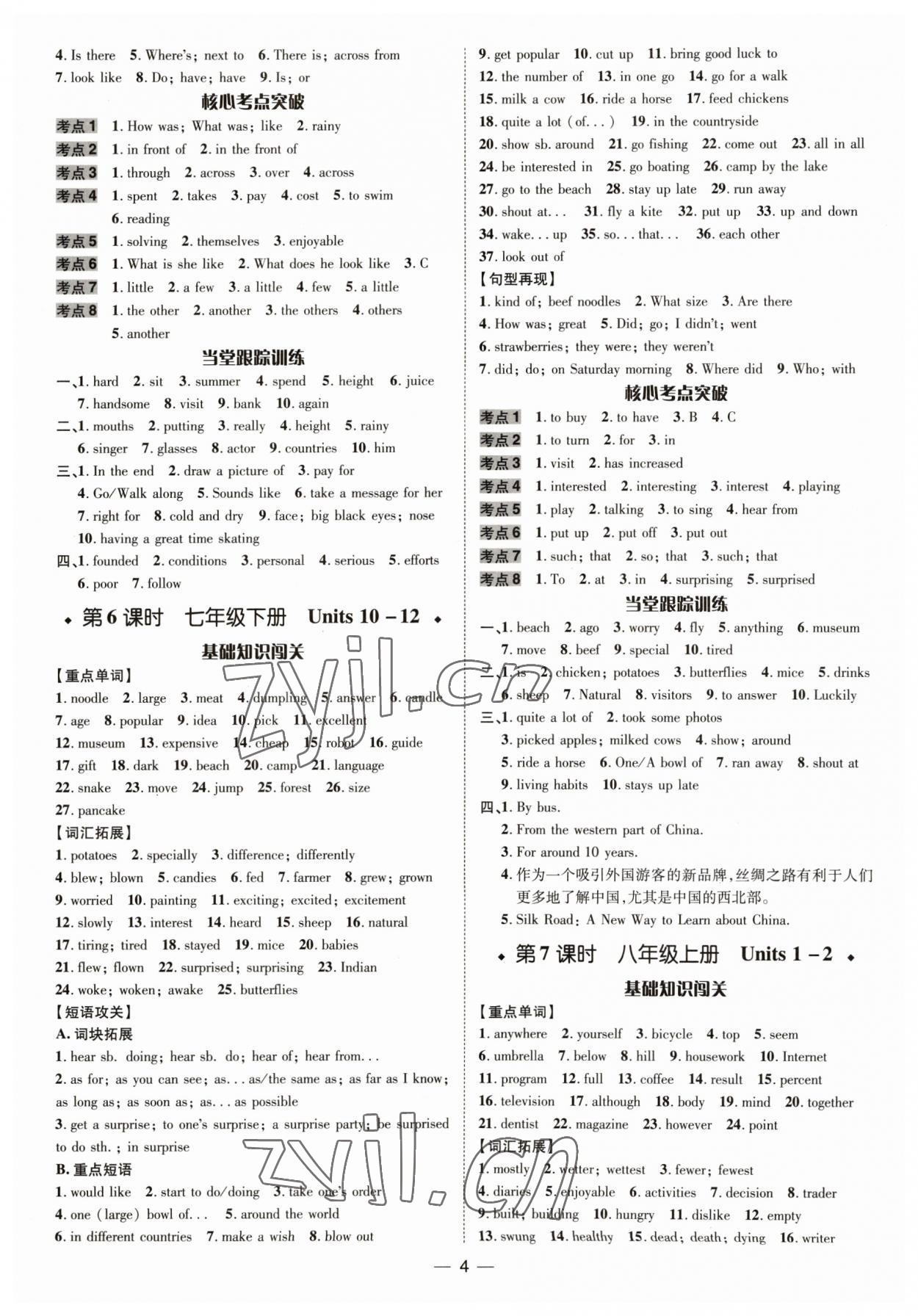 2023年中考對策英語人教版濟寧專版 參考答案第4頁
