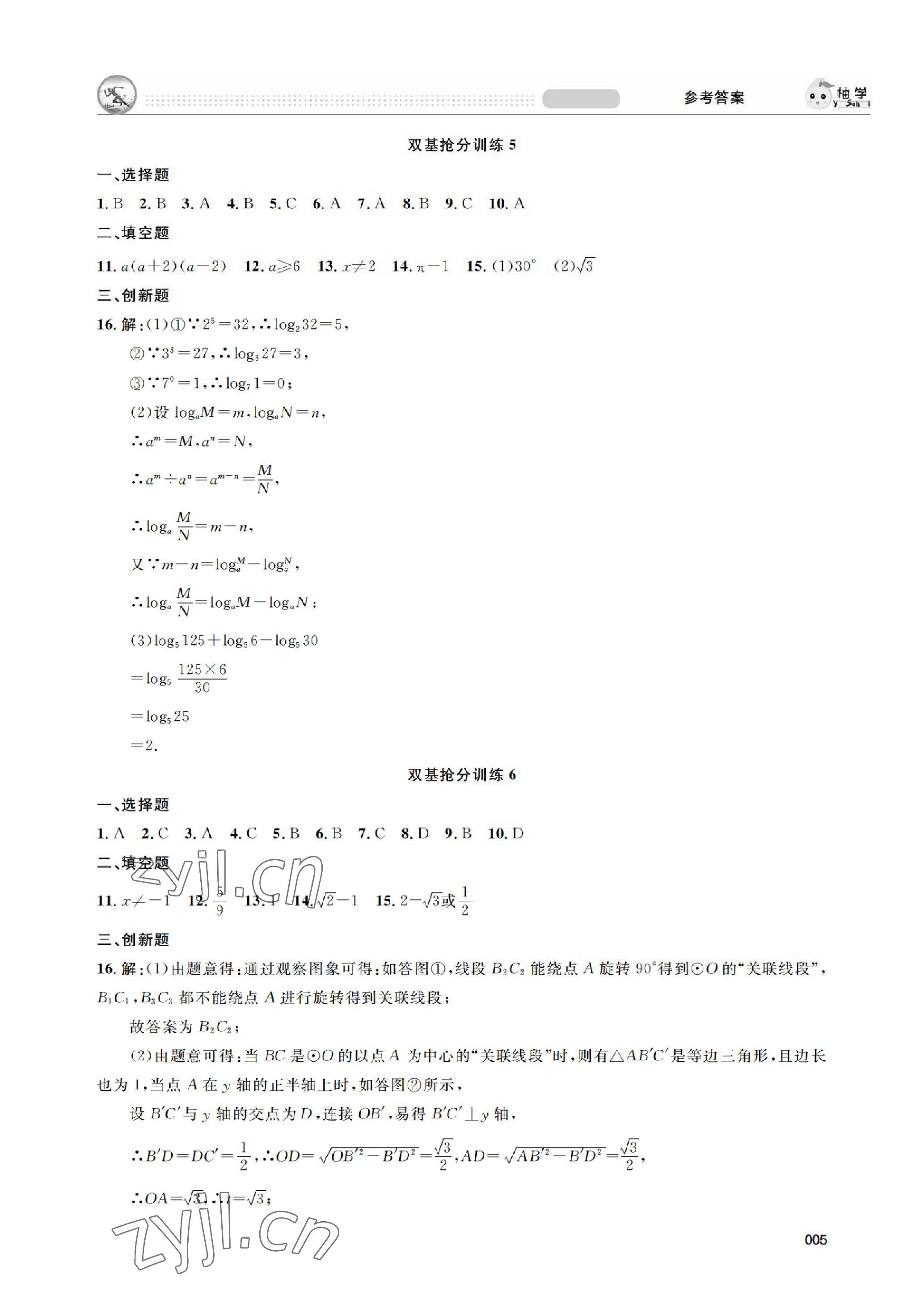 2023年搶分攻略數(shù)學北師大版深圳專版 參考答案第5頁