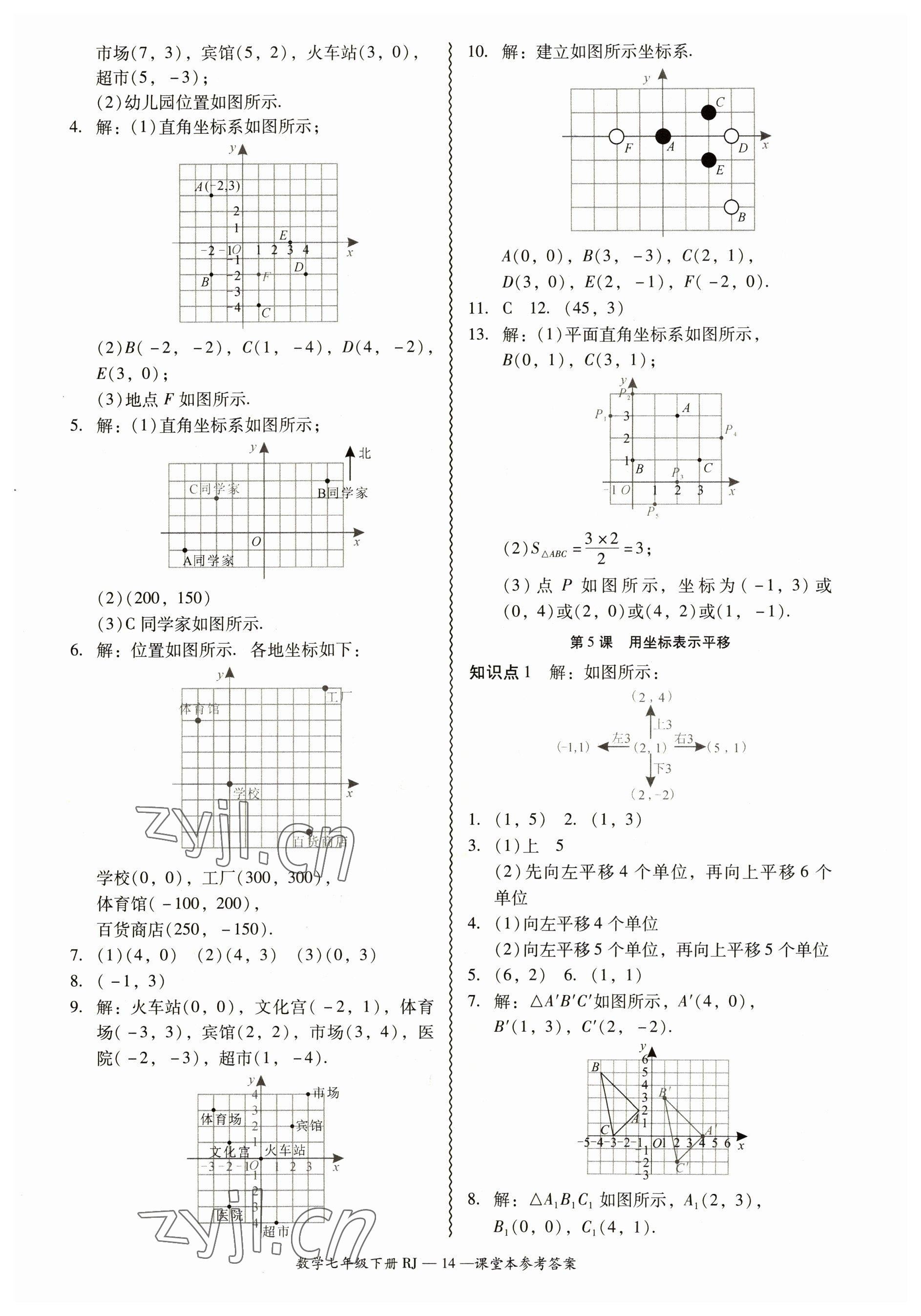 2023年零障礙導(dǎo)教導(dǎo)學(xué)案七年級(jí)數(shù)學(xué)下冊(cè)人教版 參考答案第14頁