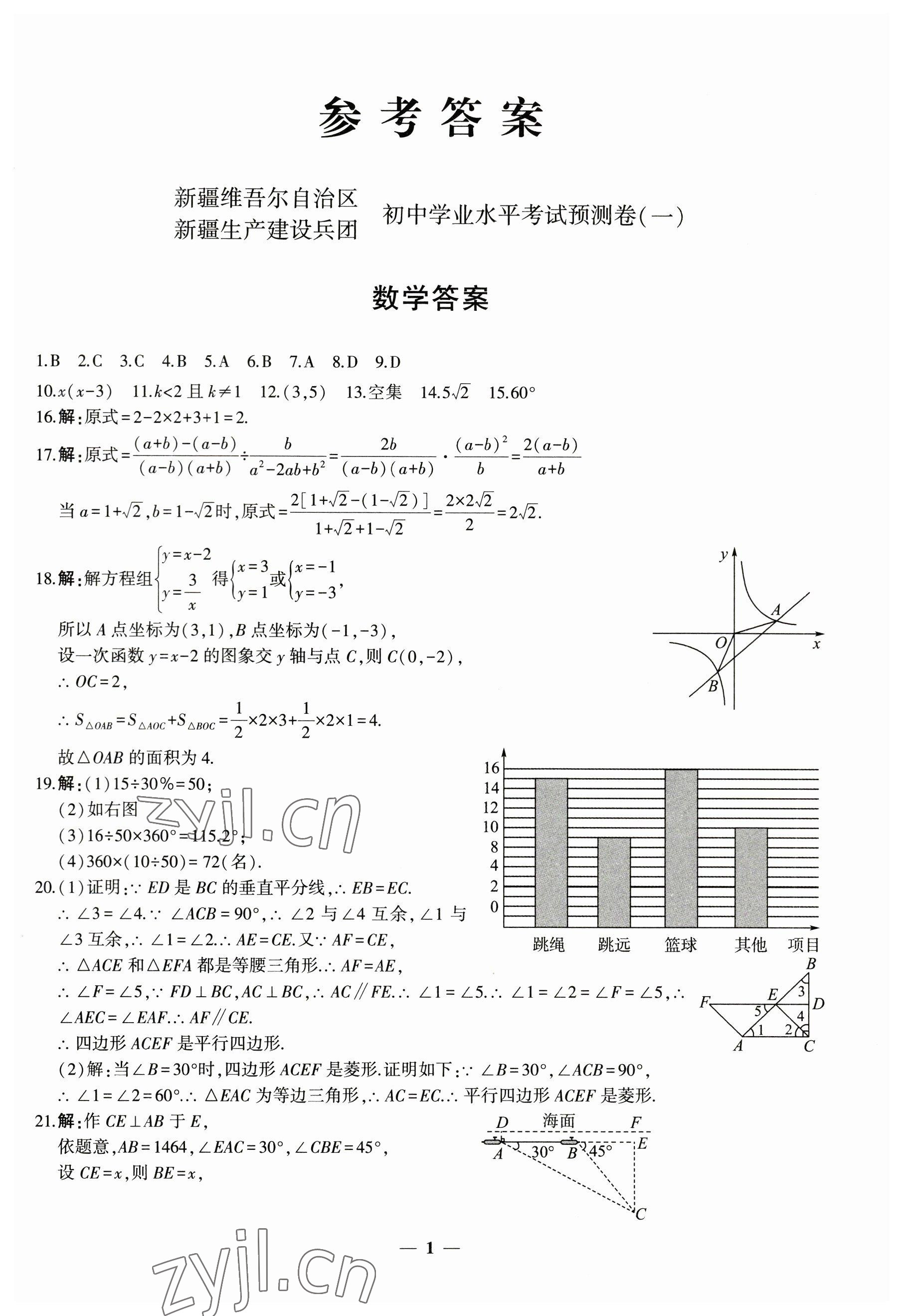 2023年中考五考合一預(yù)測(cè)卷數(shù)學(xué)新疆專版 第1頁(yè)