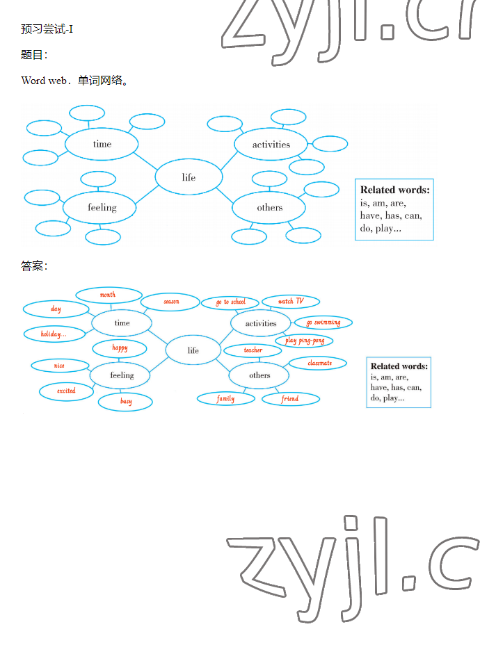 2023年同步實踐評價課程基礎訓練五年級英語下冊人教版 參考答案第51頁