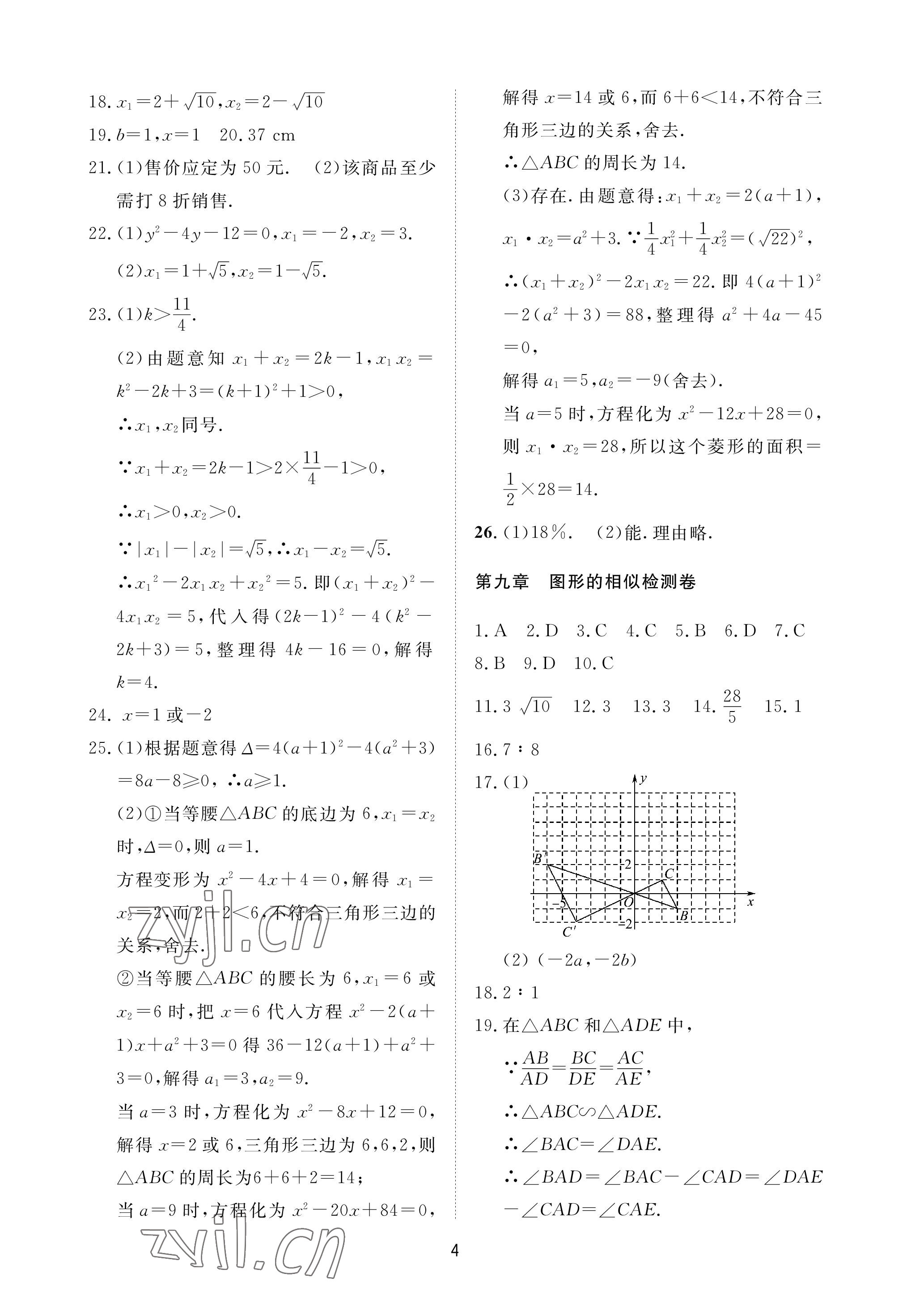 2023年同步練習(xí)冊(cè)配套檢測(cè)卷八年級(jí)數(shù)學(xué)下冊(cè)魯教版煙臺(tái)專(zhuān)版54制 參考答案第4頁(yè)